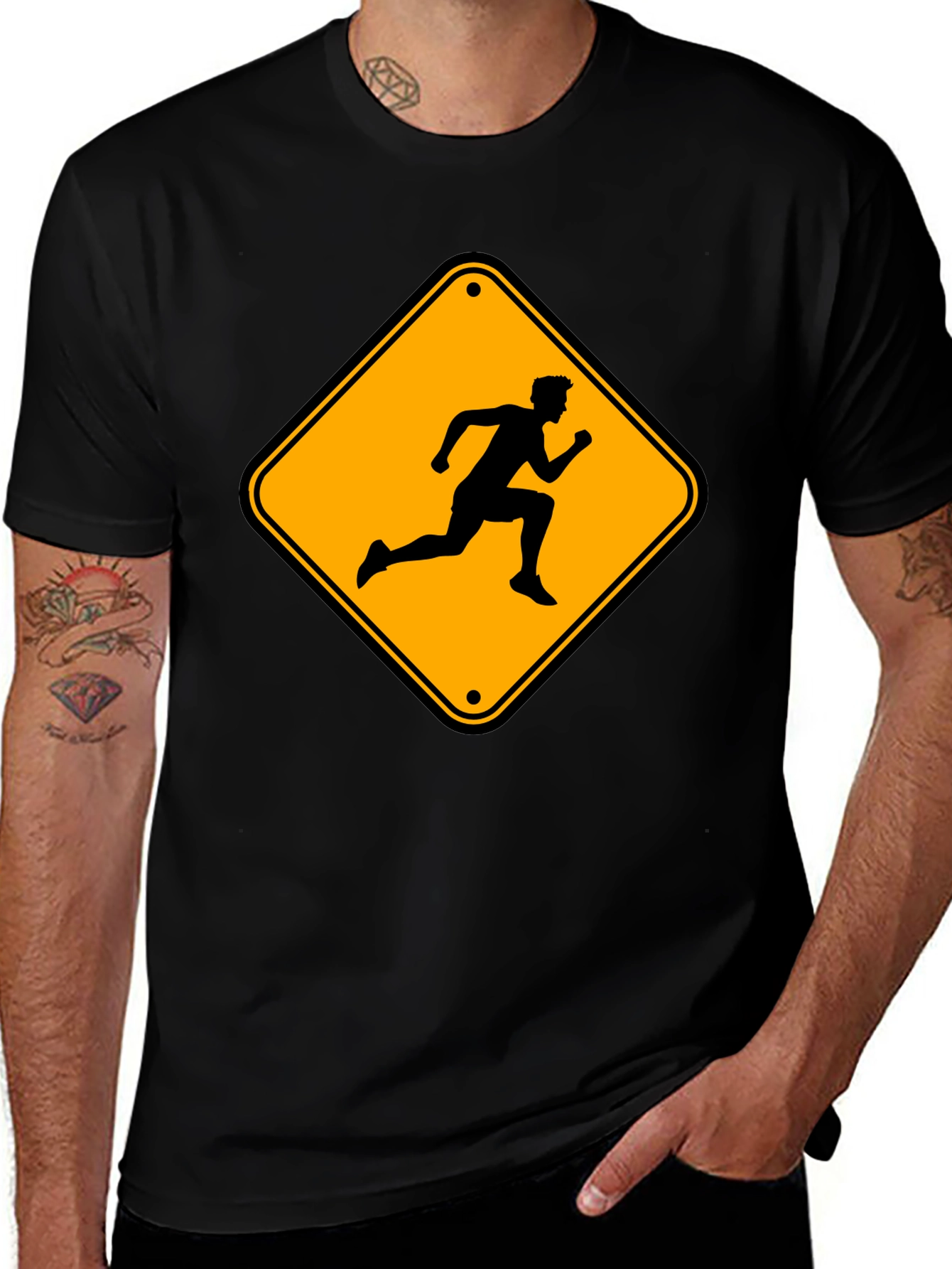 Variant 18 of Runner Crossing Men's Black T-Shirt
