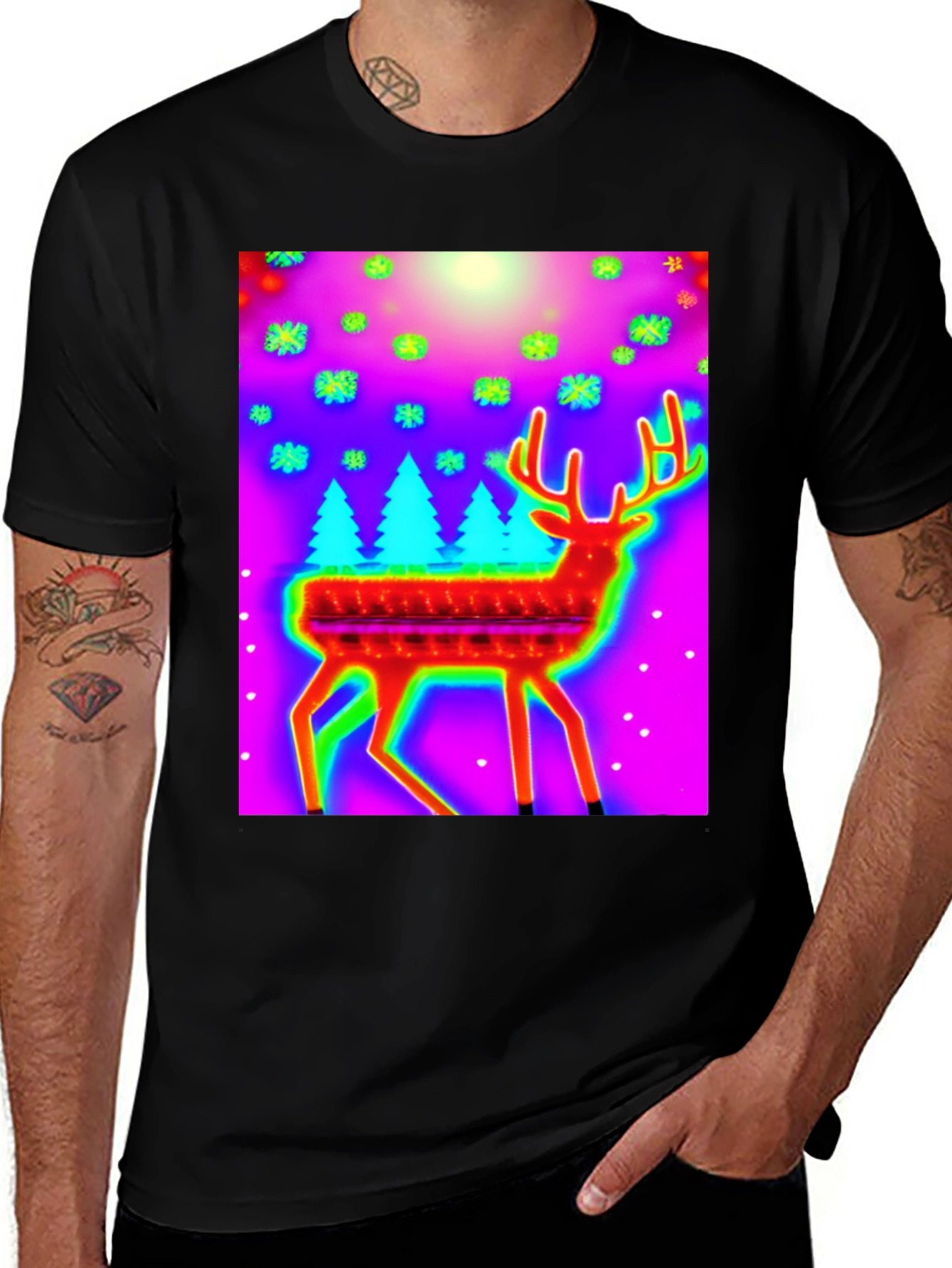 Variant 30 of Festive Deer Graphic Tee - Holiday Style