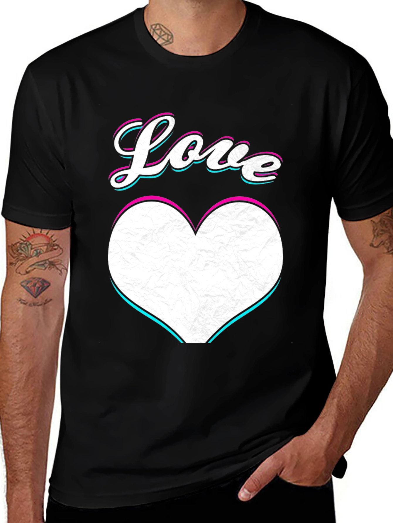 Variant 4 of Love Heart Graphic Print Tee - Trendy Casual Wear