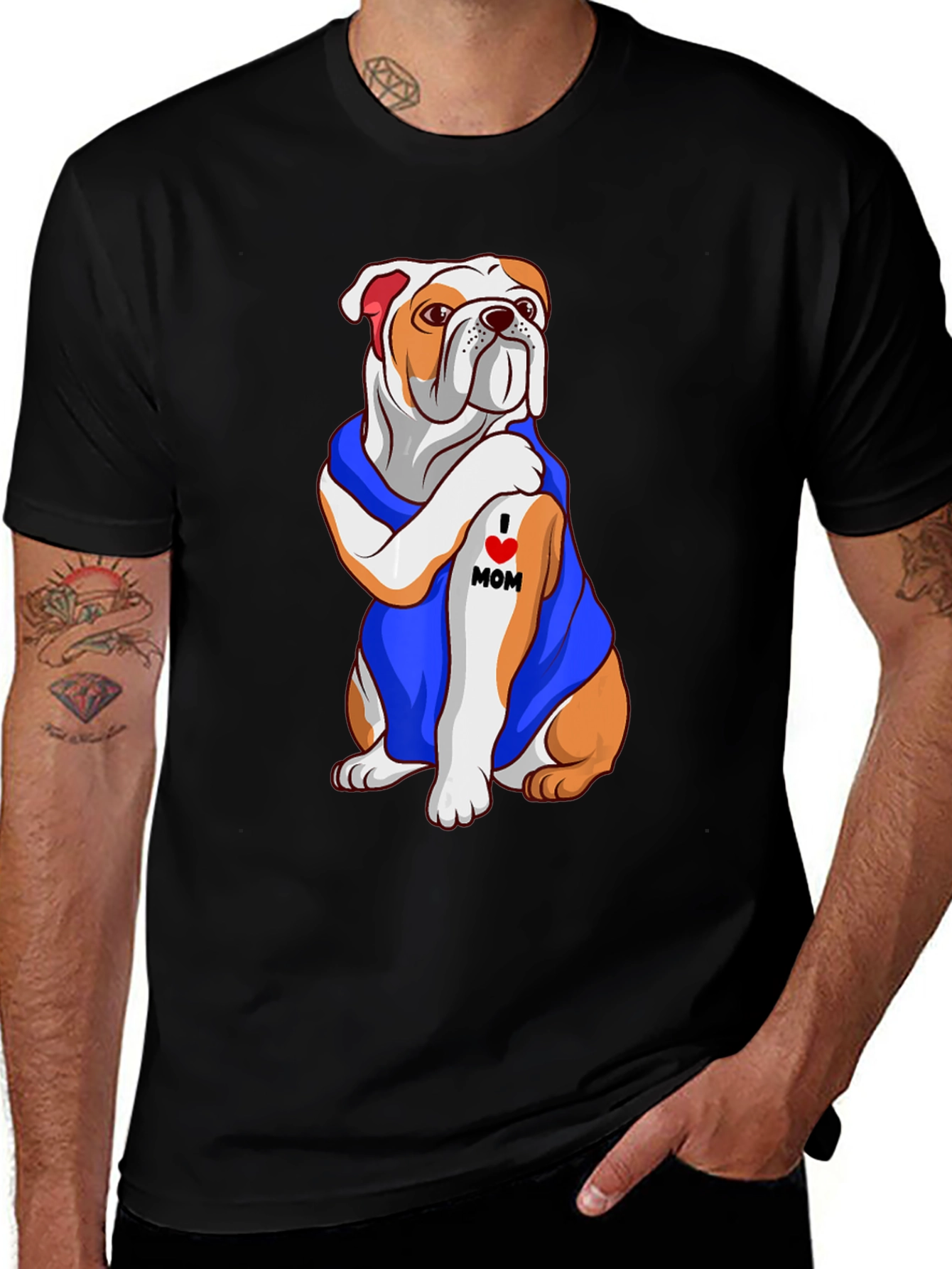 Variant 17 of Bulldog "I Love Mom" Graphic Tee