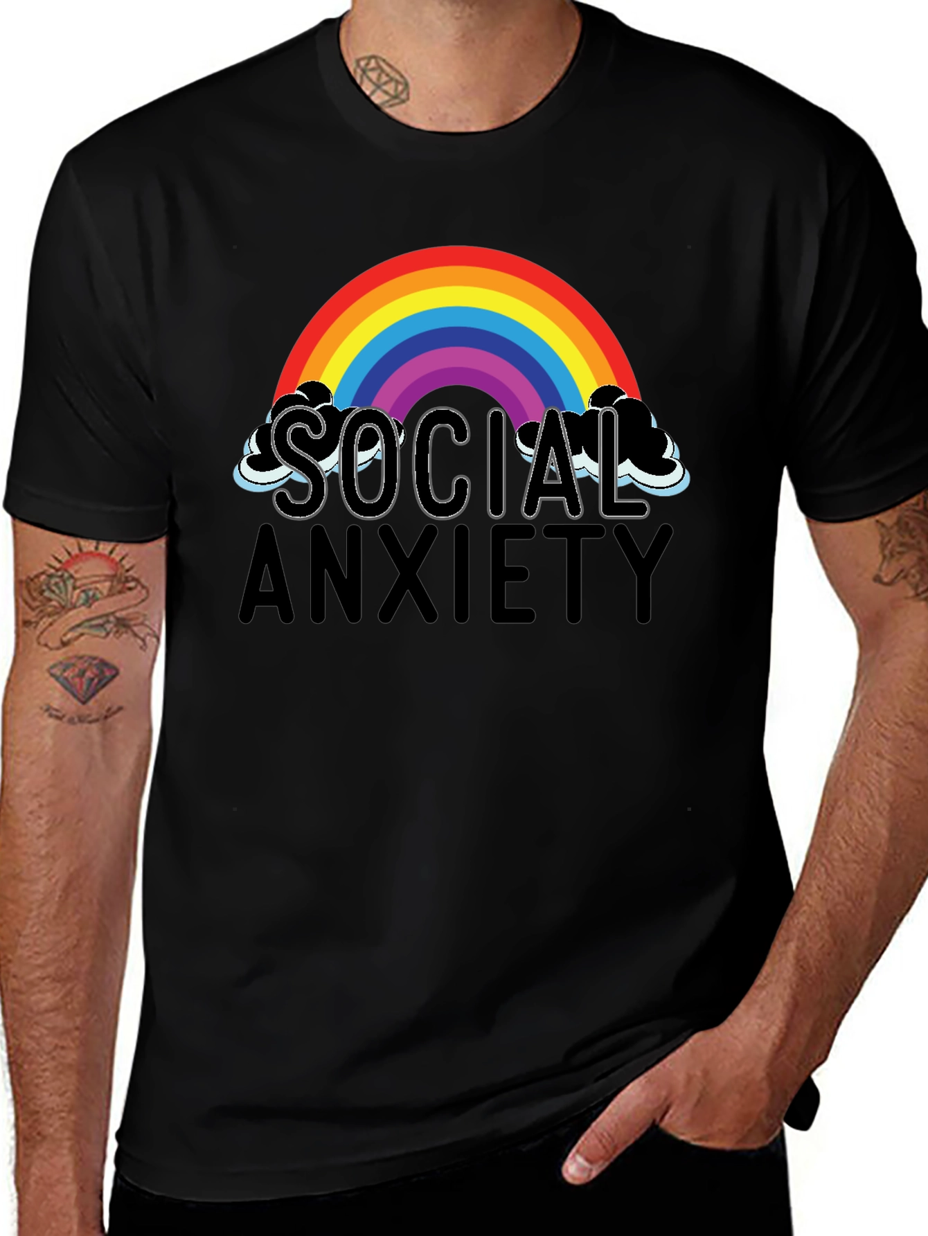Variant 13 of Social Anxiety Rainbow Graphic T-Shirt