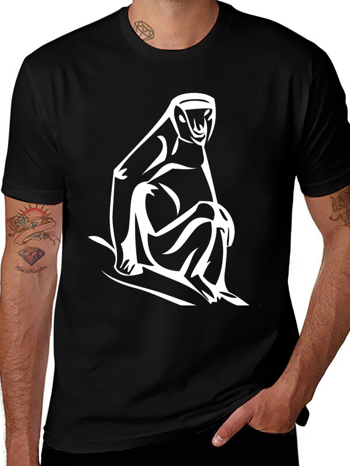 Variant 13 of Monkey Graphic Black T-Shirt