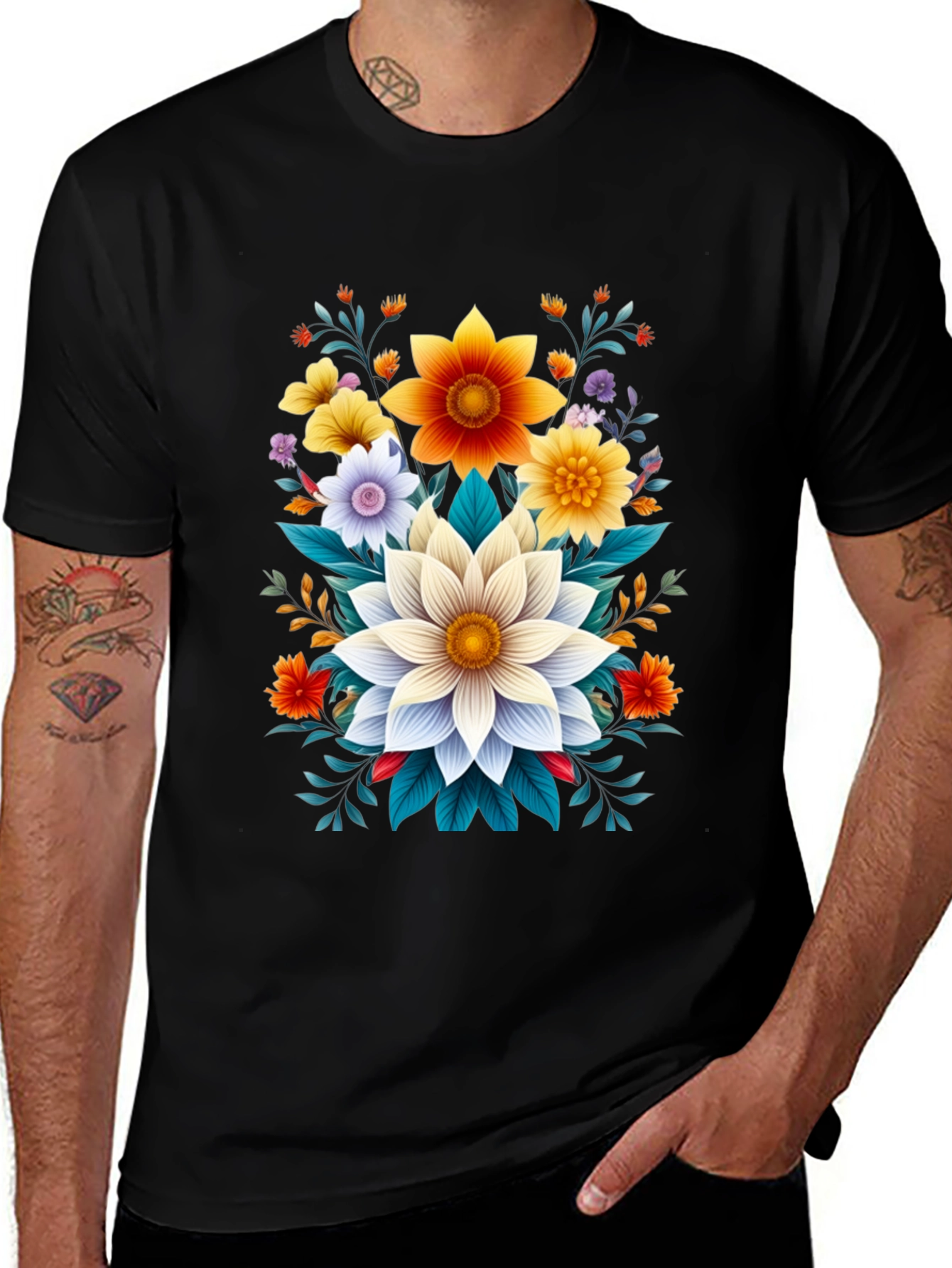 Variant 9 of Floral Burst Graphic Tee - Vibrant Design