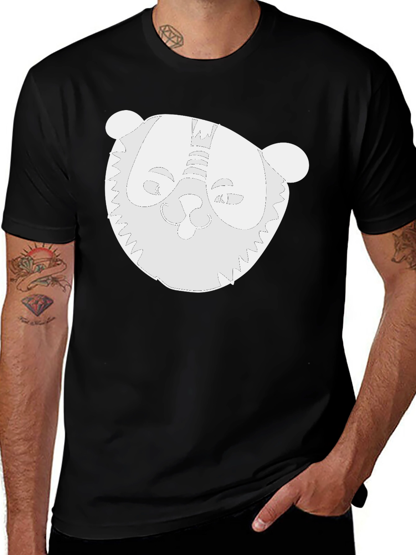 Variant 3 of Whimsical Panda Graphic Black T-Shirt
