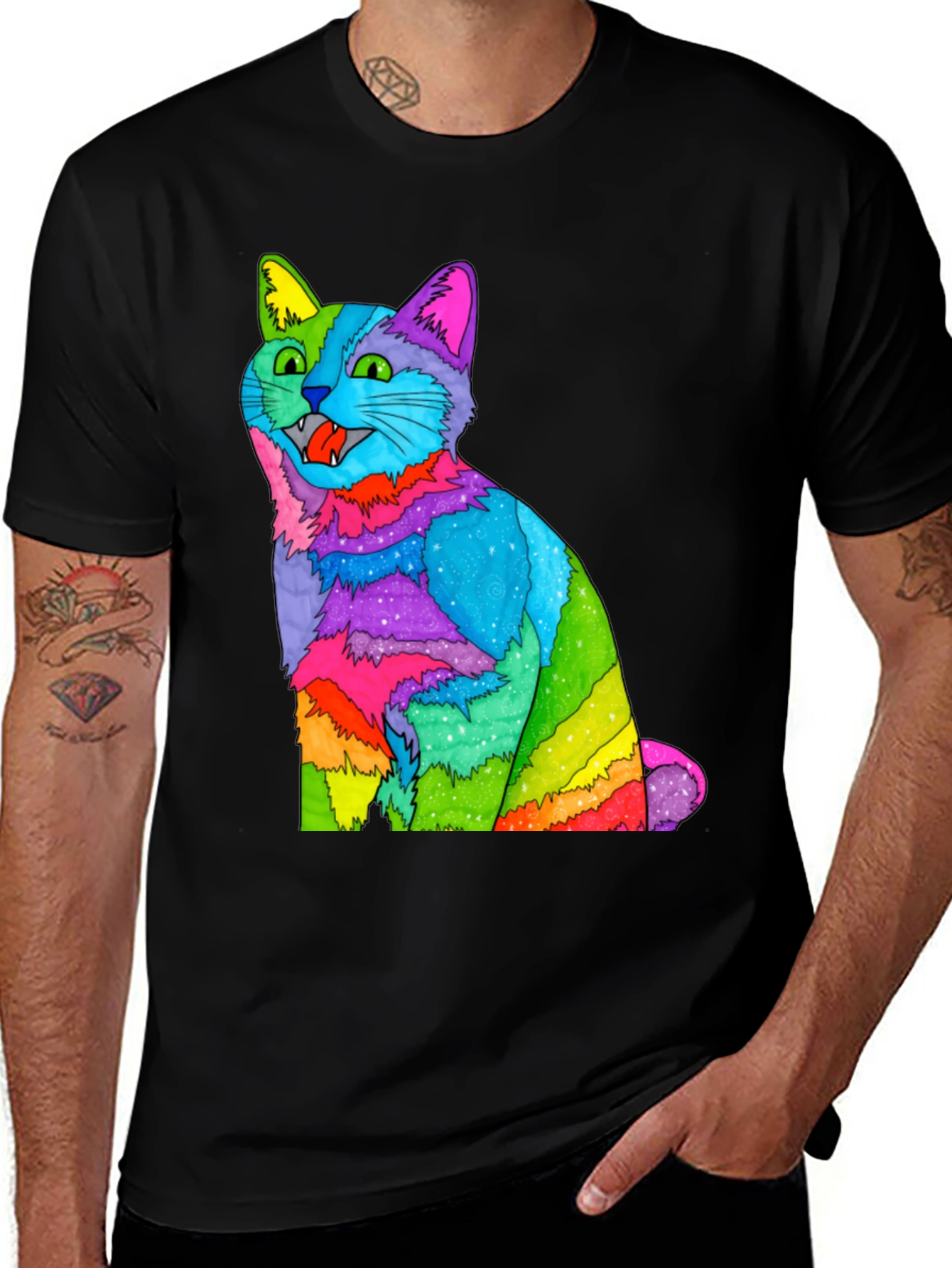 Rainbow Cat Graphic T-Shirt - Vivid Men's Tee