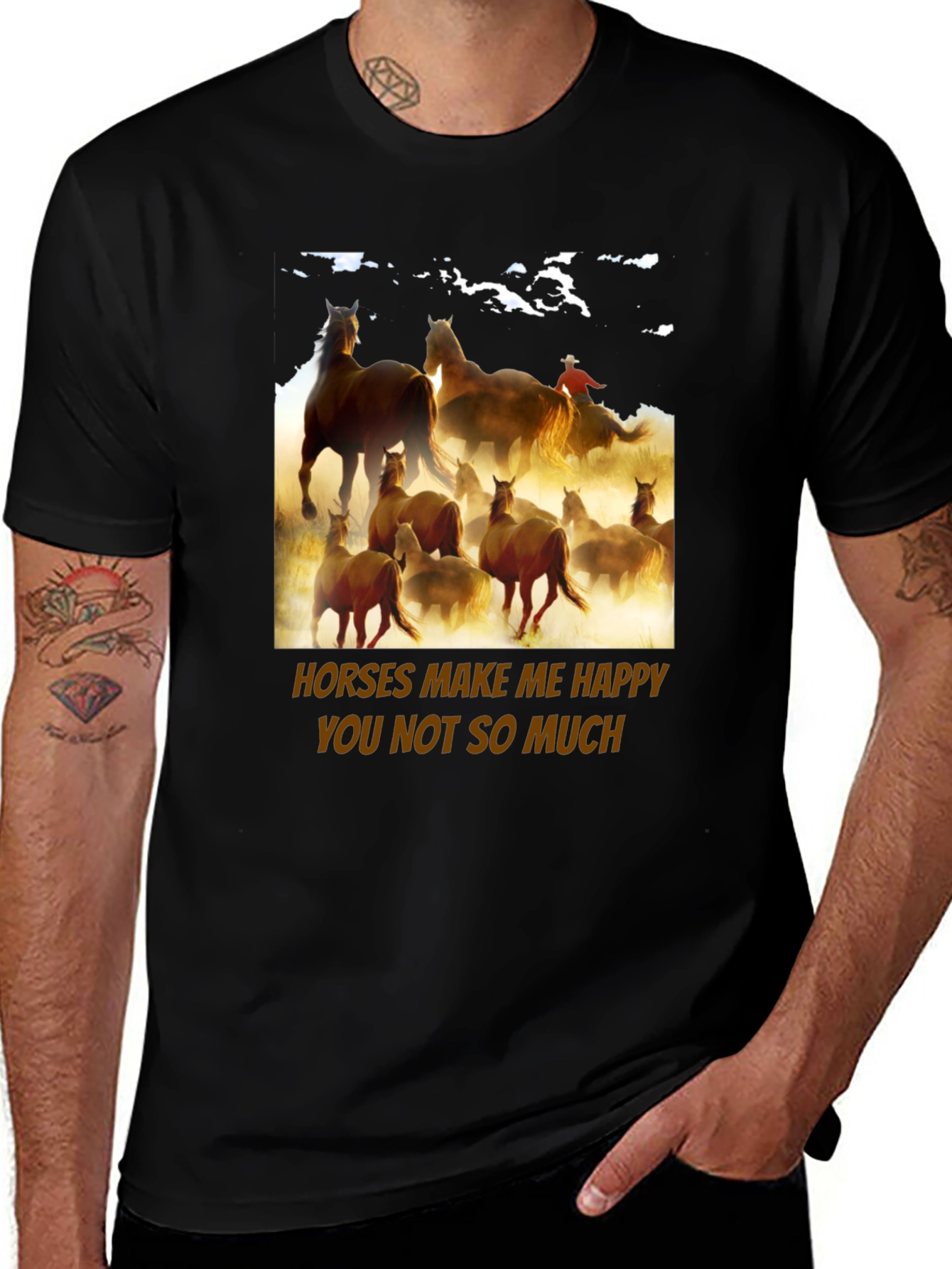 Variant 3 of Horses Make Me Happy Graphic Tee