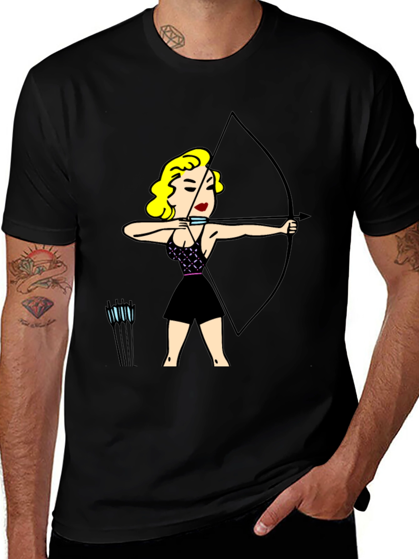 Variant 28 of Archer Girl Graphic Tee - Black Cotton T-Shirt