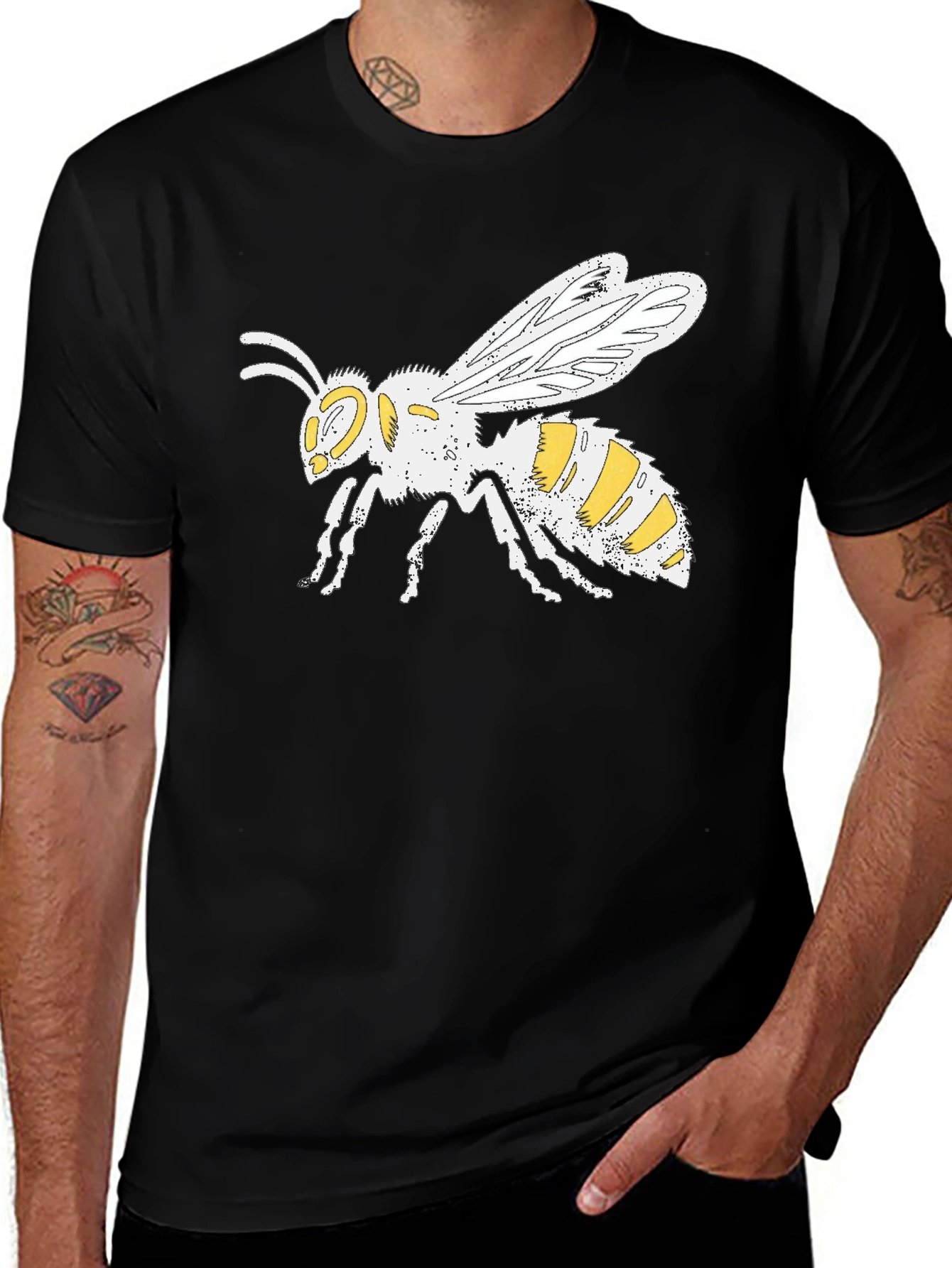 Variant 4 of Graphic Tee - Yellow Jacket Wasp Design - Black