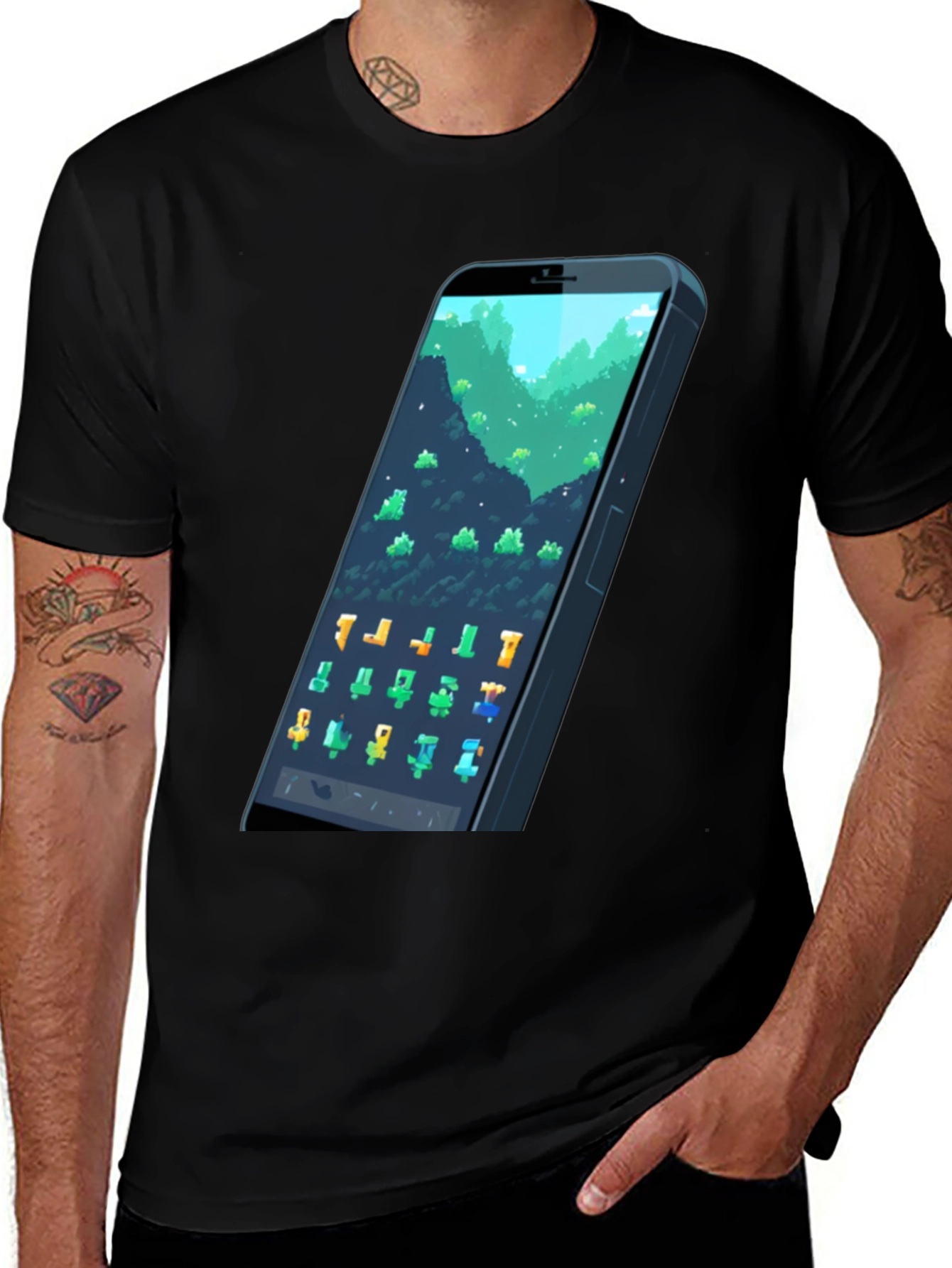Variant 7 of Pixel Phone T-Shirt - Gamer Style Tee