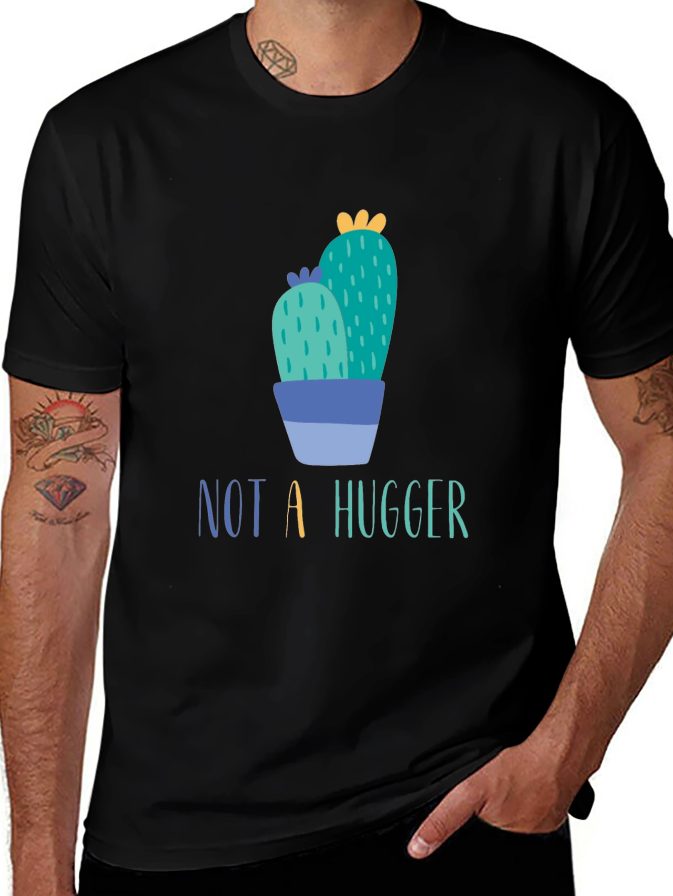 Variant 13 of Cactus 'Not A Hugger' Black Graphic Tee