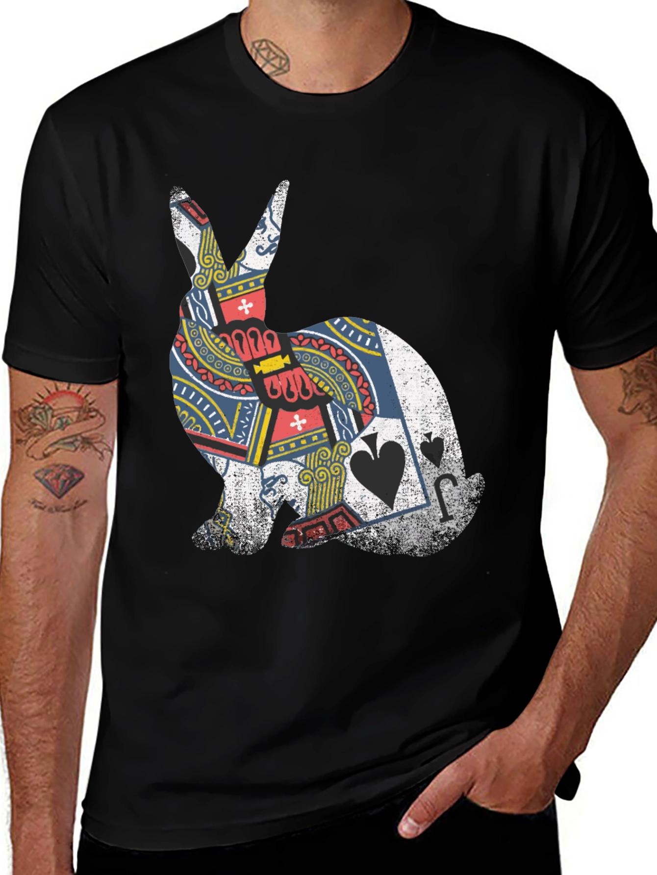 Playing Card Rabbit Graphic T-Shirt