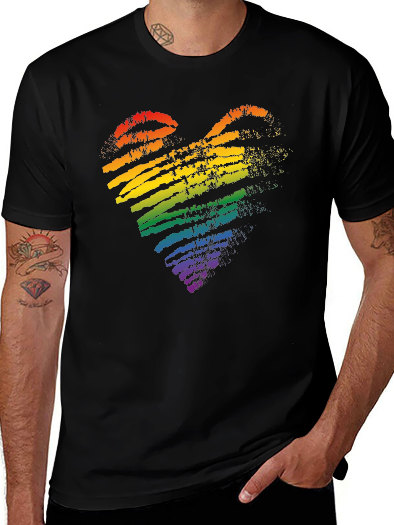 Variant 15 of Pride Rainbow Heart Black T-Shirt