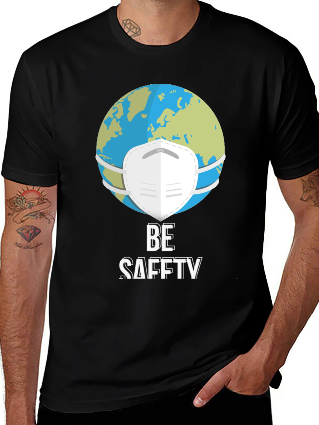 Variant 10 of Be Safety T-Shirt: Earth with Mask