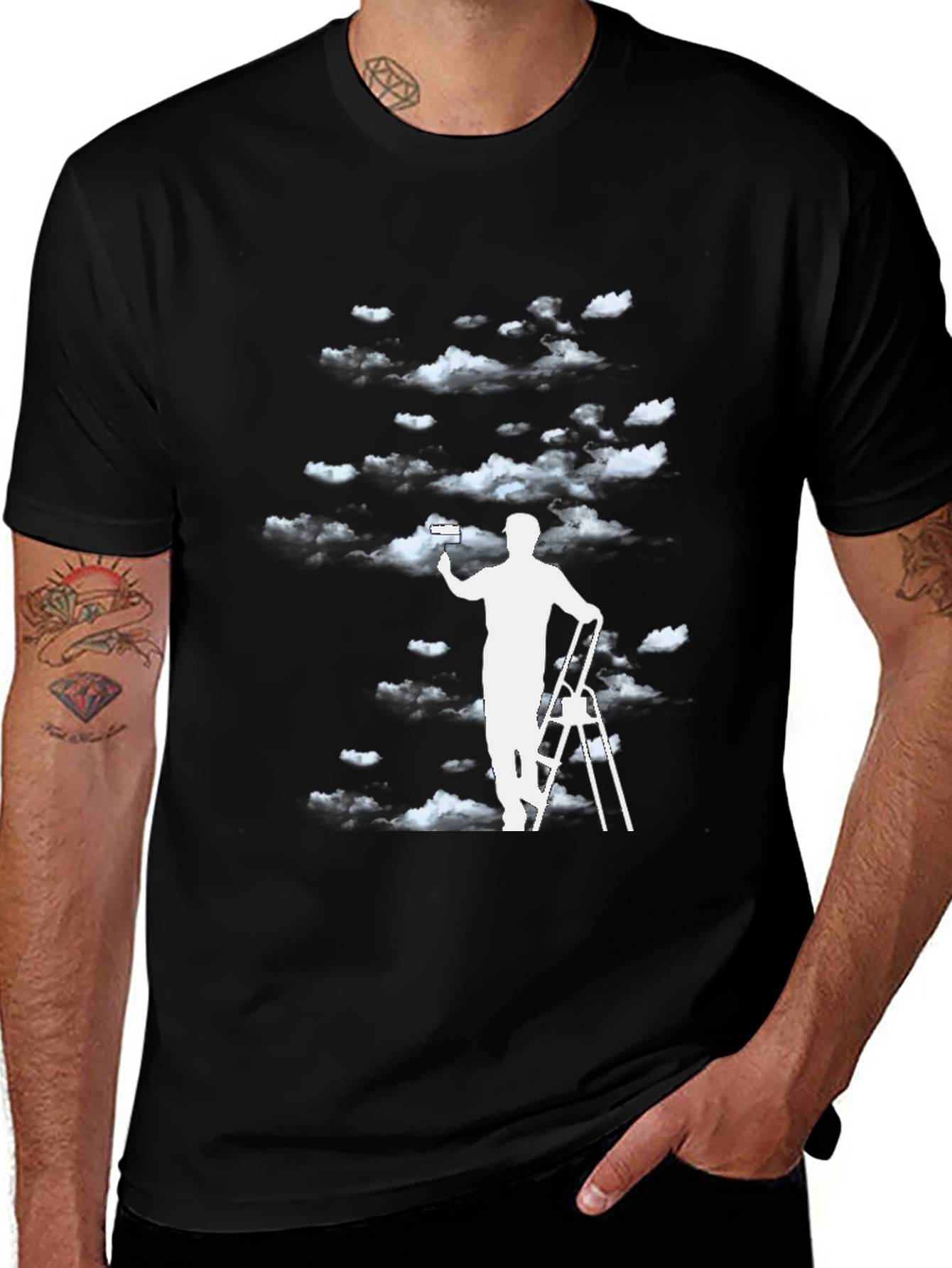 Variant 5 of Cloud Painter Graphic Tee - Black Cotton T-Shirt