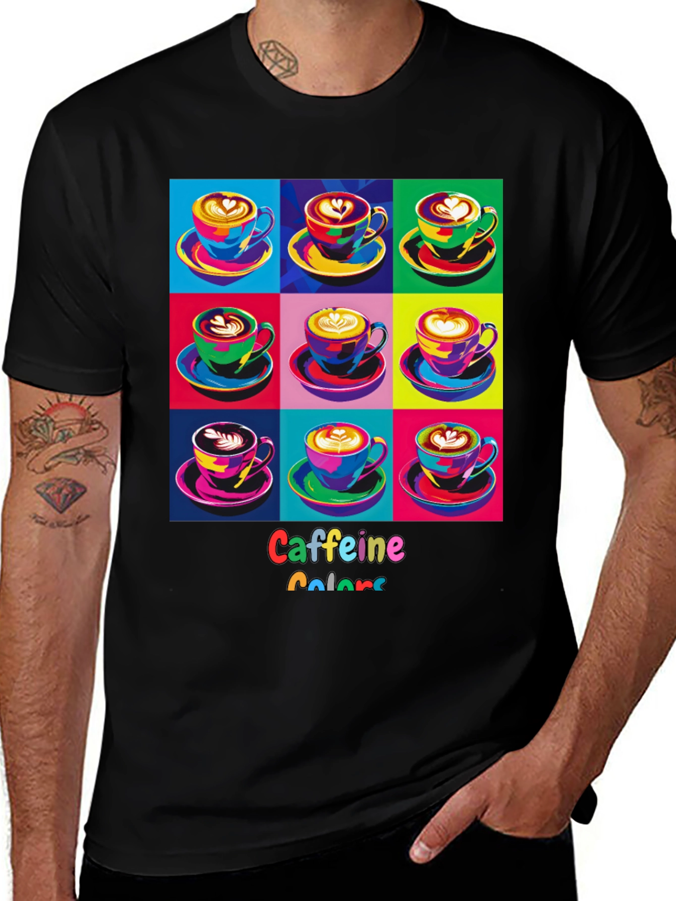 Caffeine Colors T-Shirt - Pop Art Coffee Design
