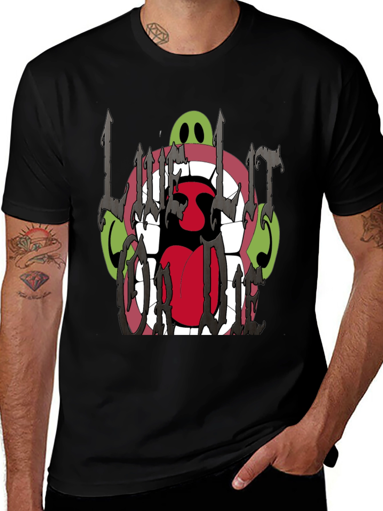 Variant 10 of Monster Mouth Graphic Print Black T-Shirt
