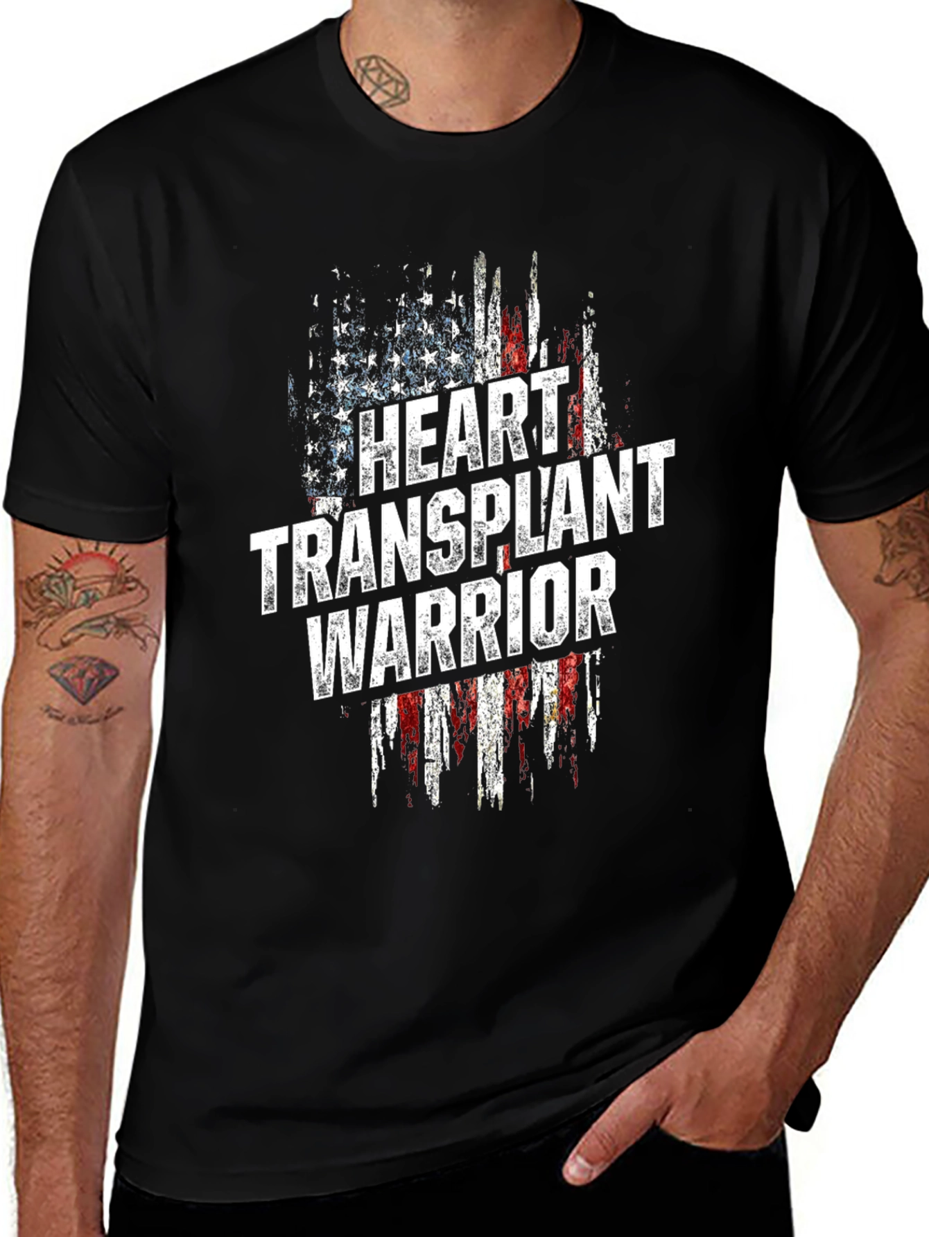Variant 12 of Heart Transplant Warrior USA Flag T-Shirt