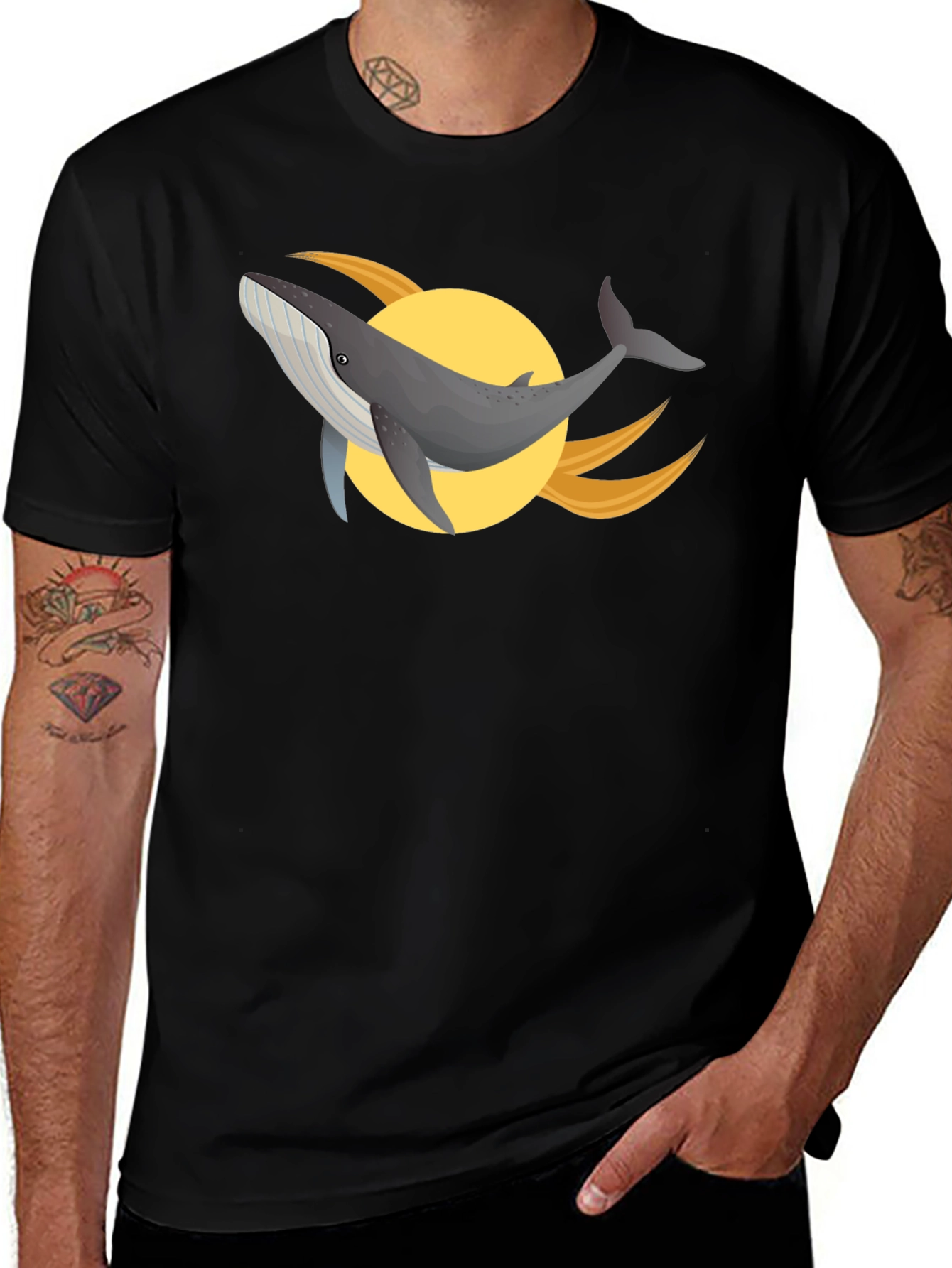 Variant 9 of Whale Graphic Black T-Shirt
