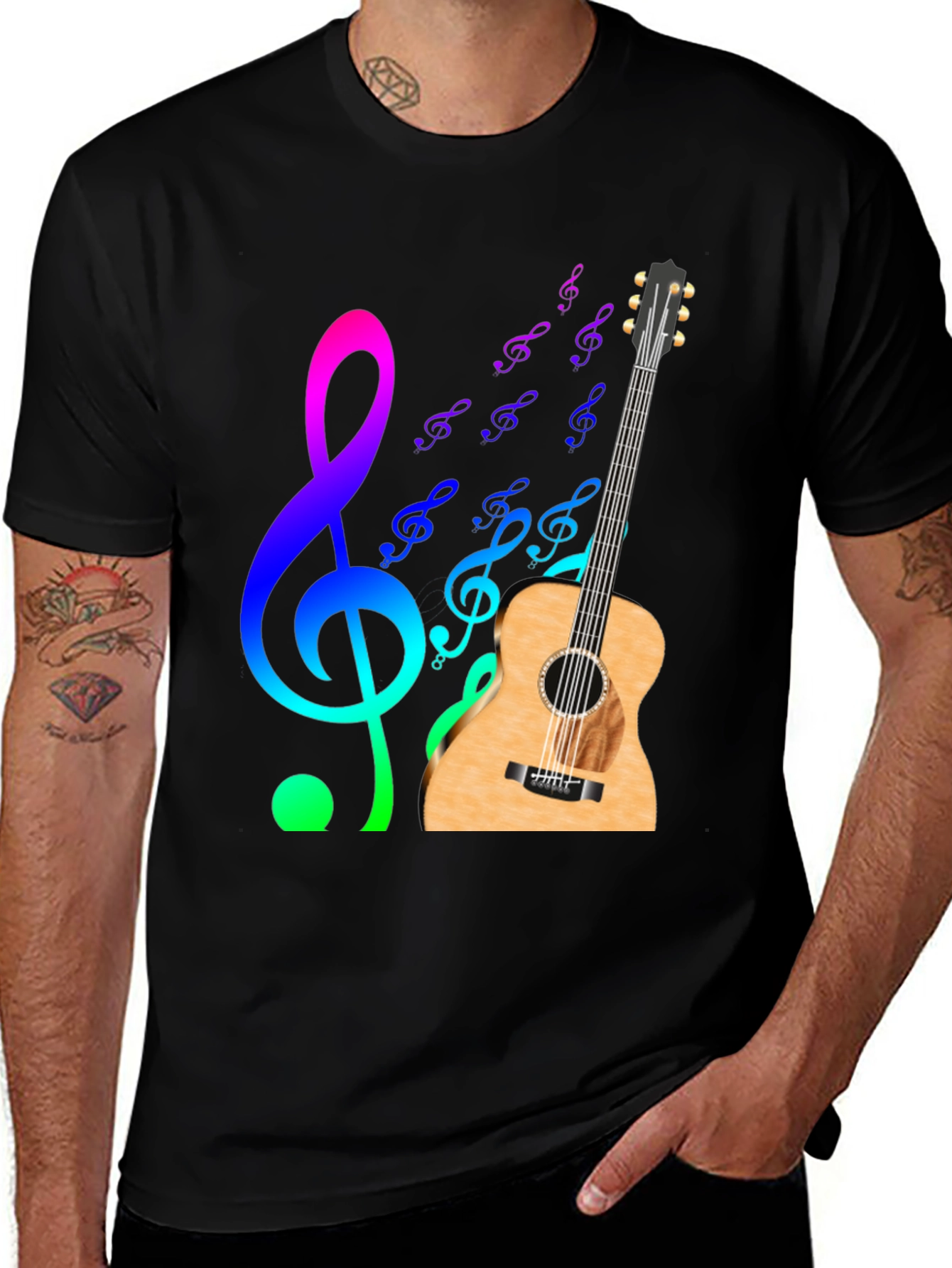 Variant 13 of Musical Notes Guitar Graphic T-Shirt