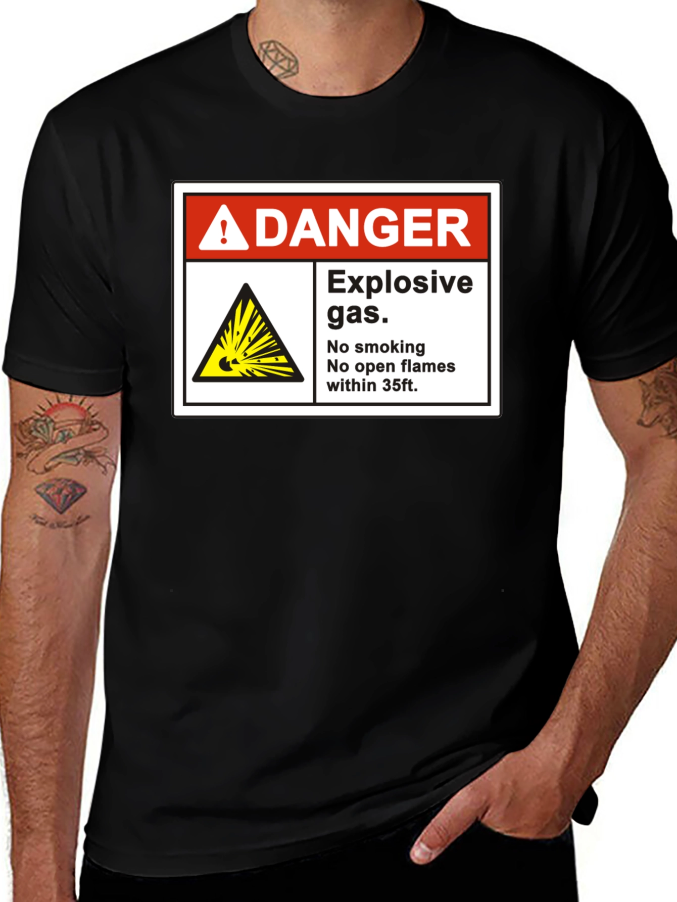 Danger Explosive Gas T-Shirt - No Smoking, Open Flames