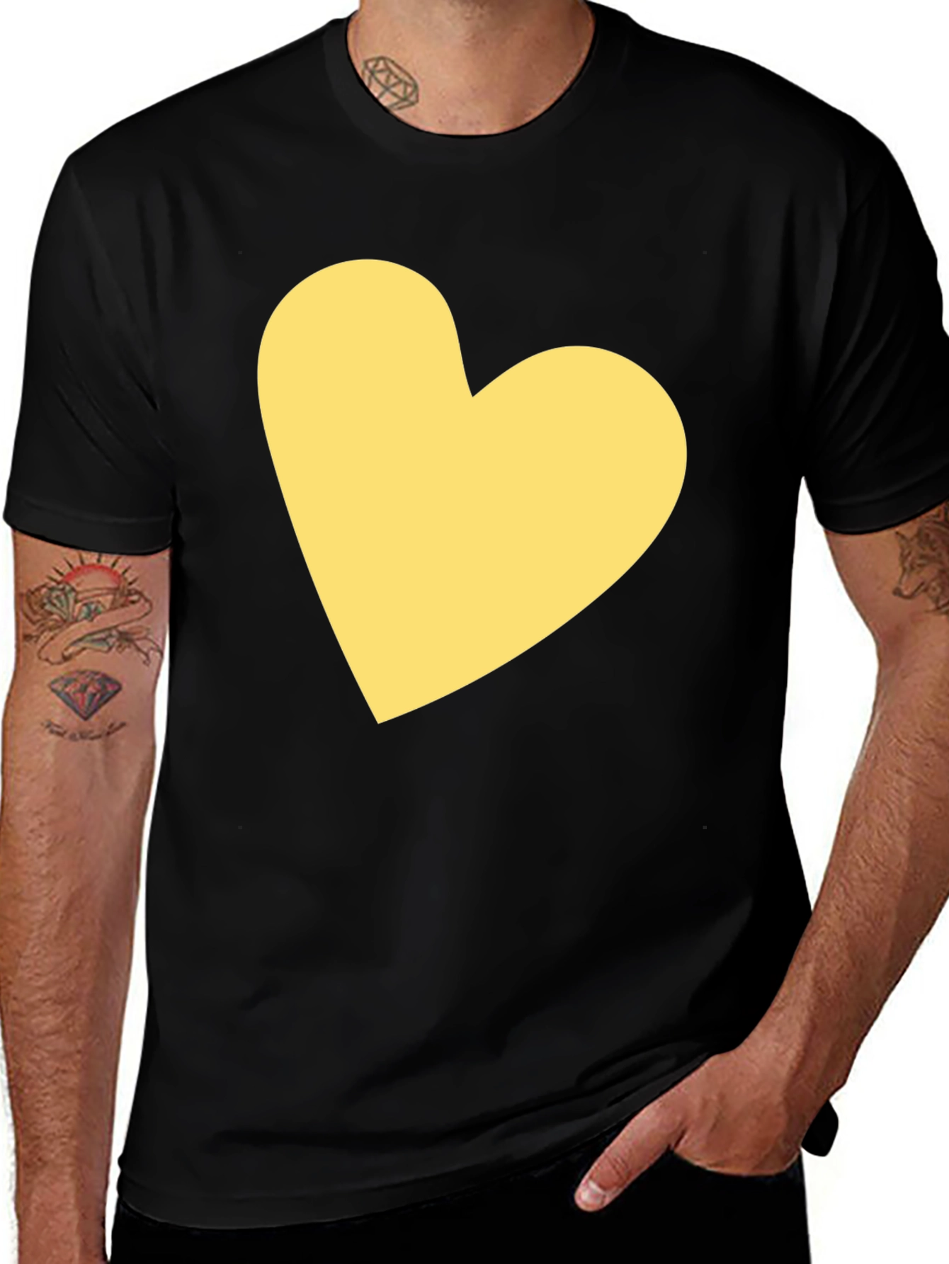 Variant 6 of Black T-Shirt with Yellow Heart Design