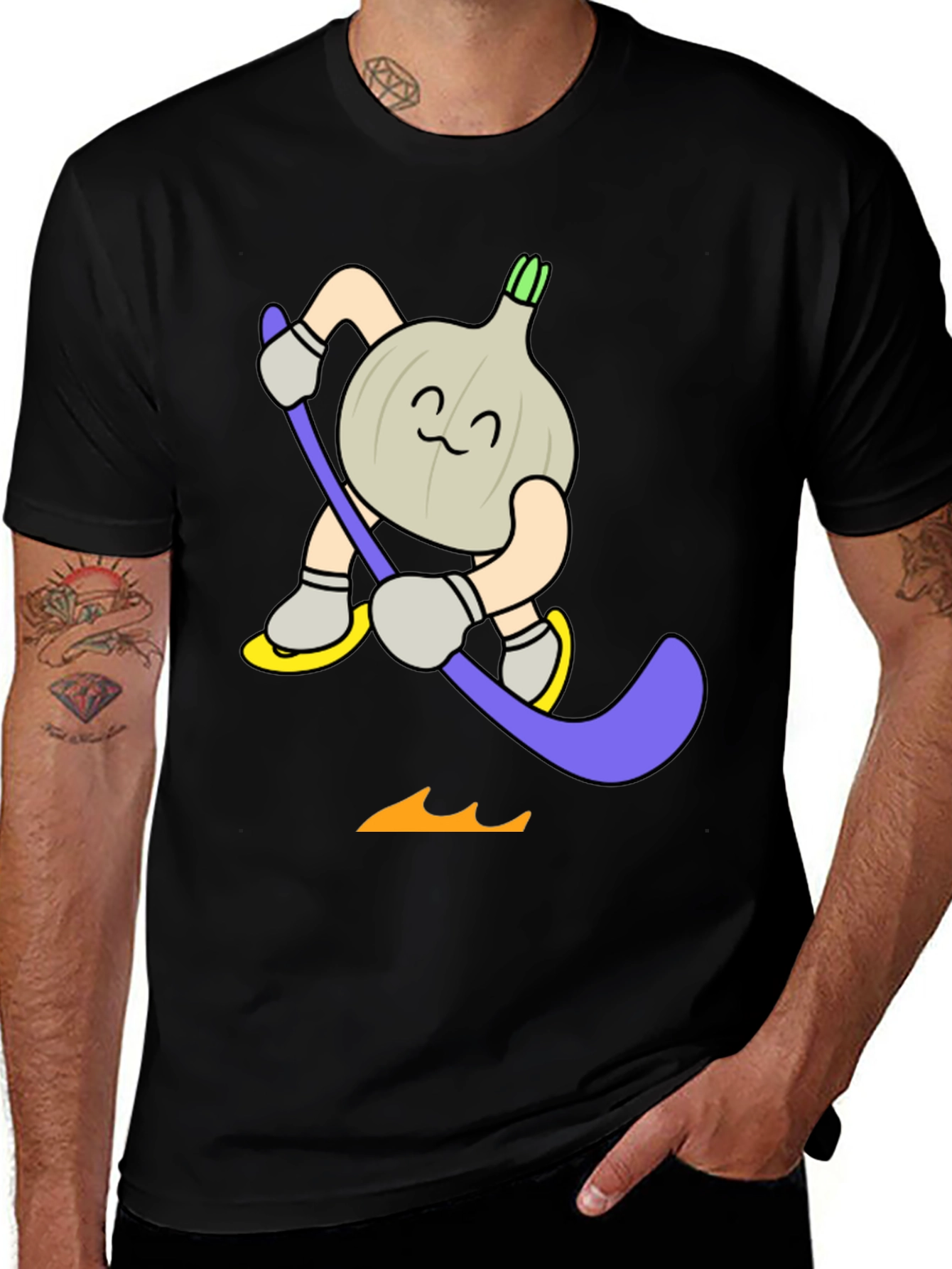 Variant 25 of Funny Cartoon Garlic Hockey Player T-Shirt