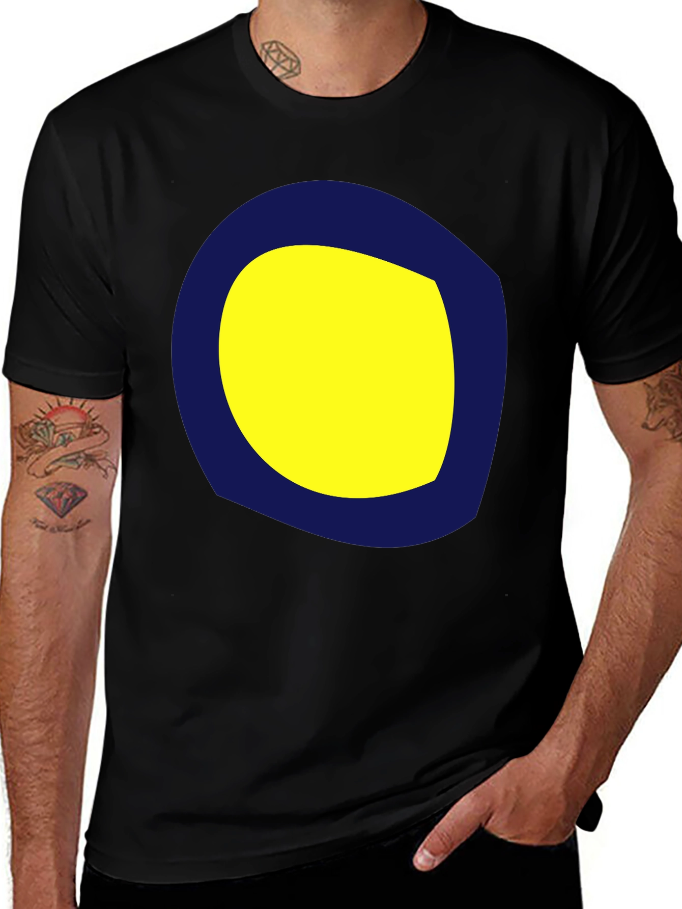 Variant 26 of Graphic Tee: Yellow & Blue Circle Design