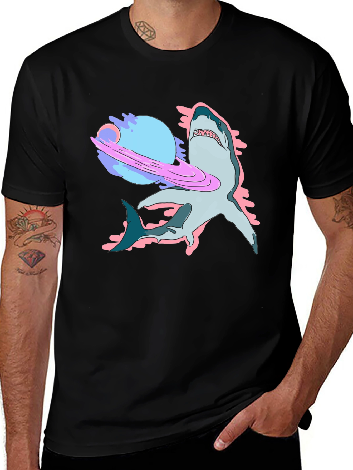 Variant 24 of Space Shark Graphic Tee - Cool Black T-Shirt