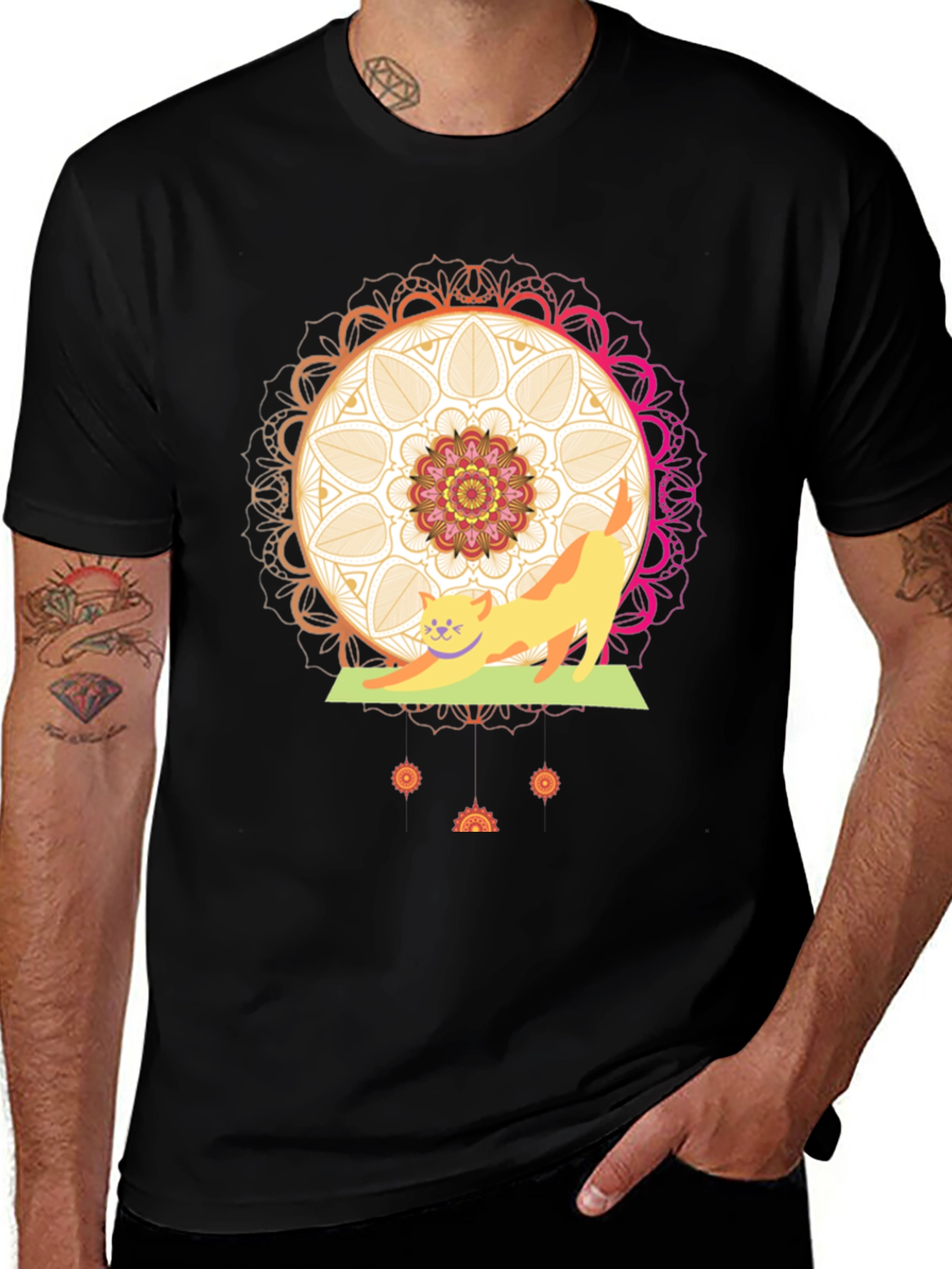 Variant 20 of Yoga Cat Mandala T-Shirt