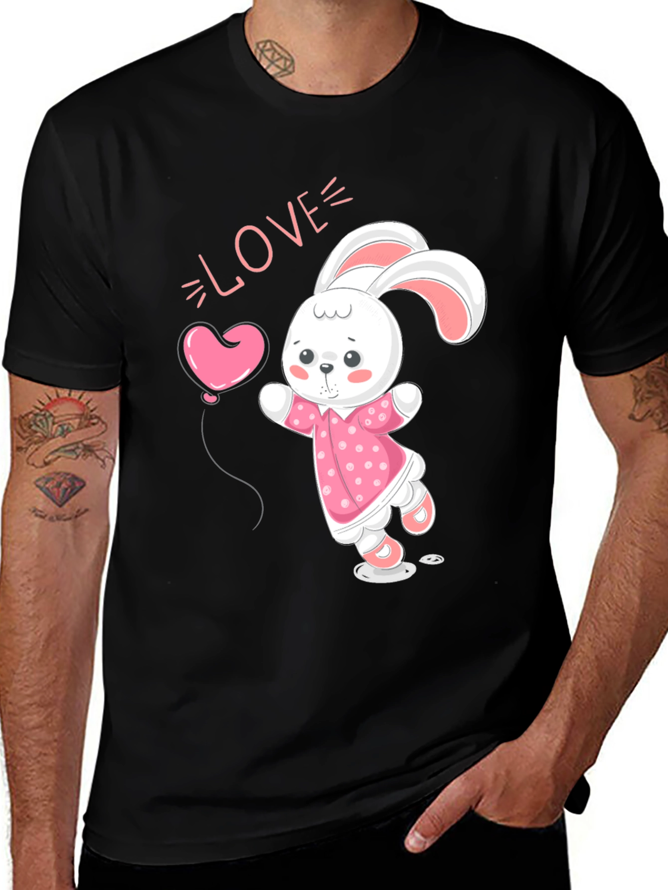 Variant 3 of Cute Bunny 'Love' Graphic T-Shirt