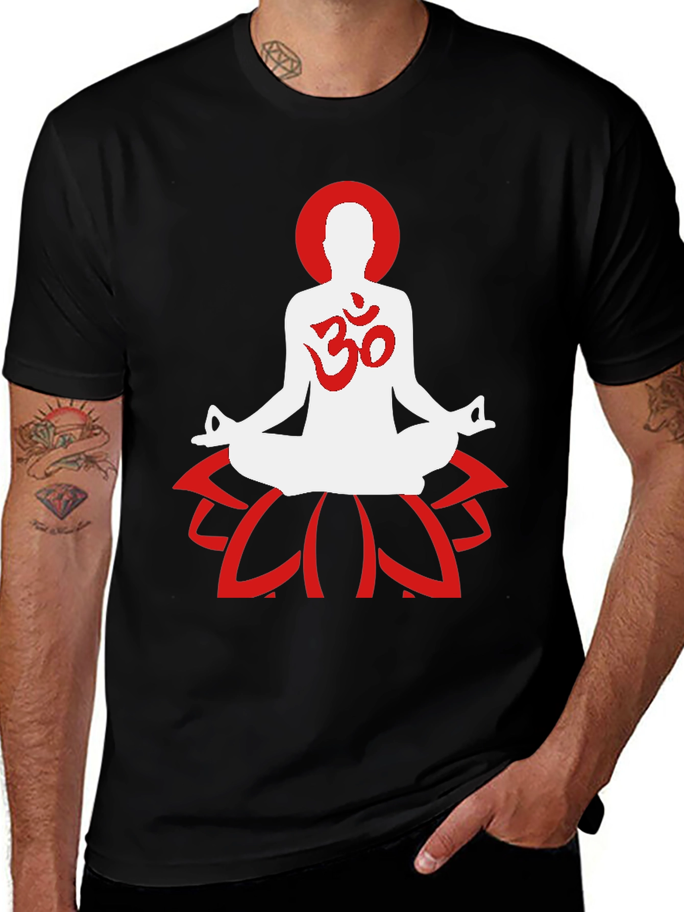 Variant 30 of Yoga Om Symbol Lotus T-Shirt - Meditate in Style