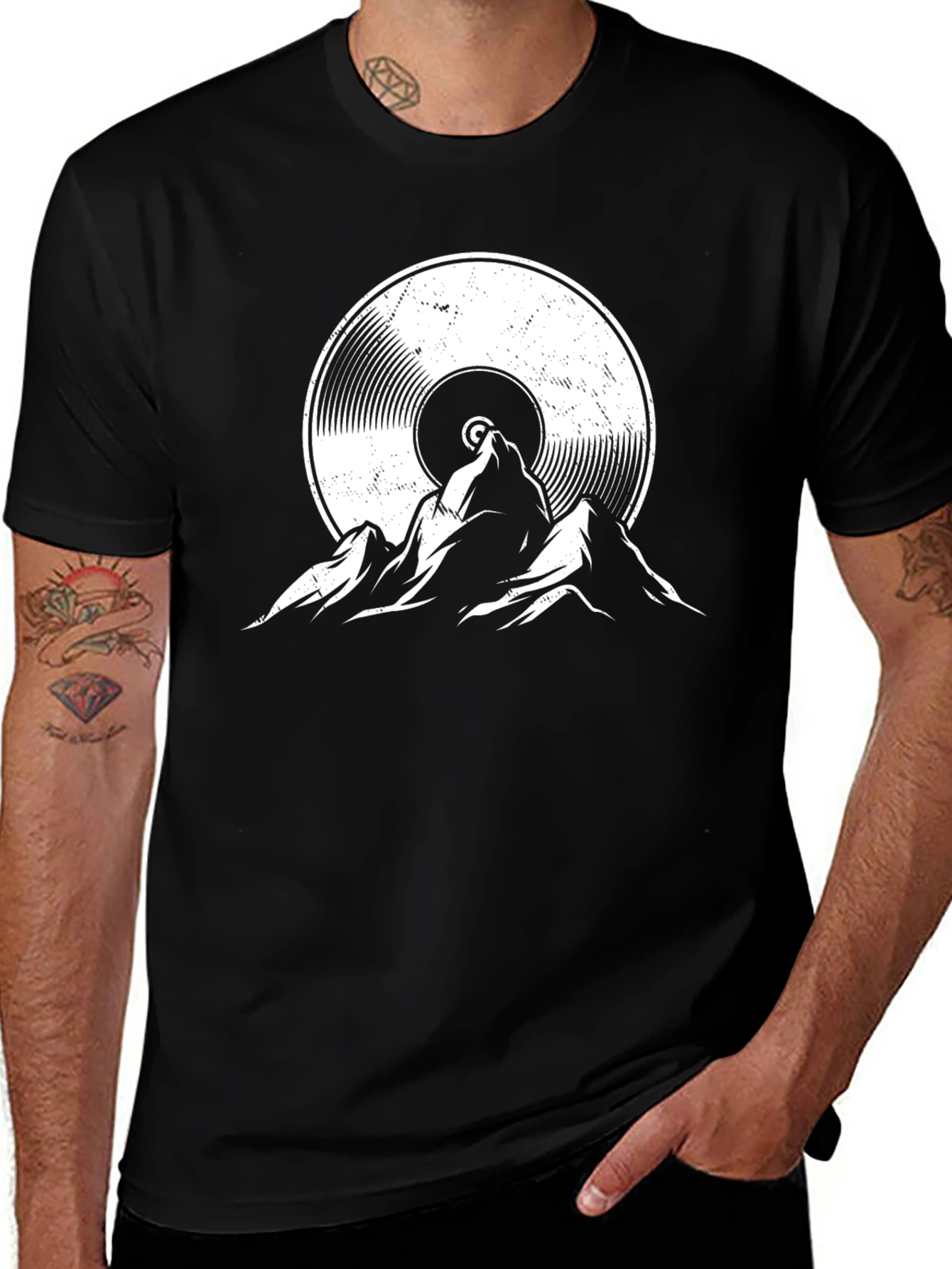 Variant 7 of Vinyl Record Mountain Black T-Shirt