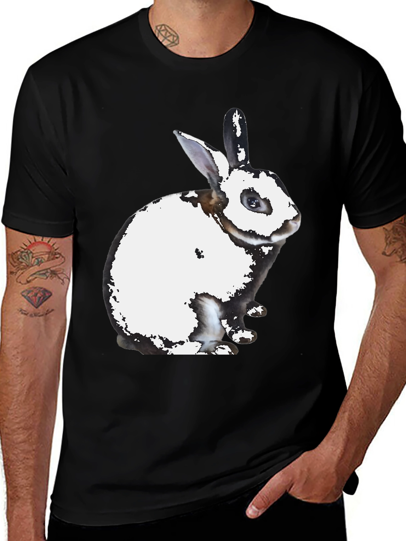 Variant 21 of Rabbit Graphic Print Crew Neck T-Shirt