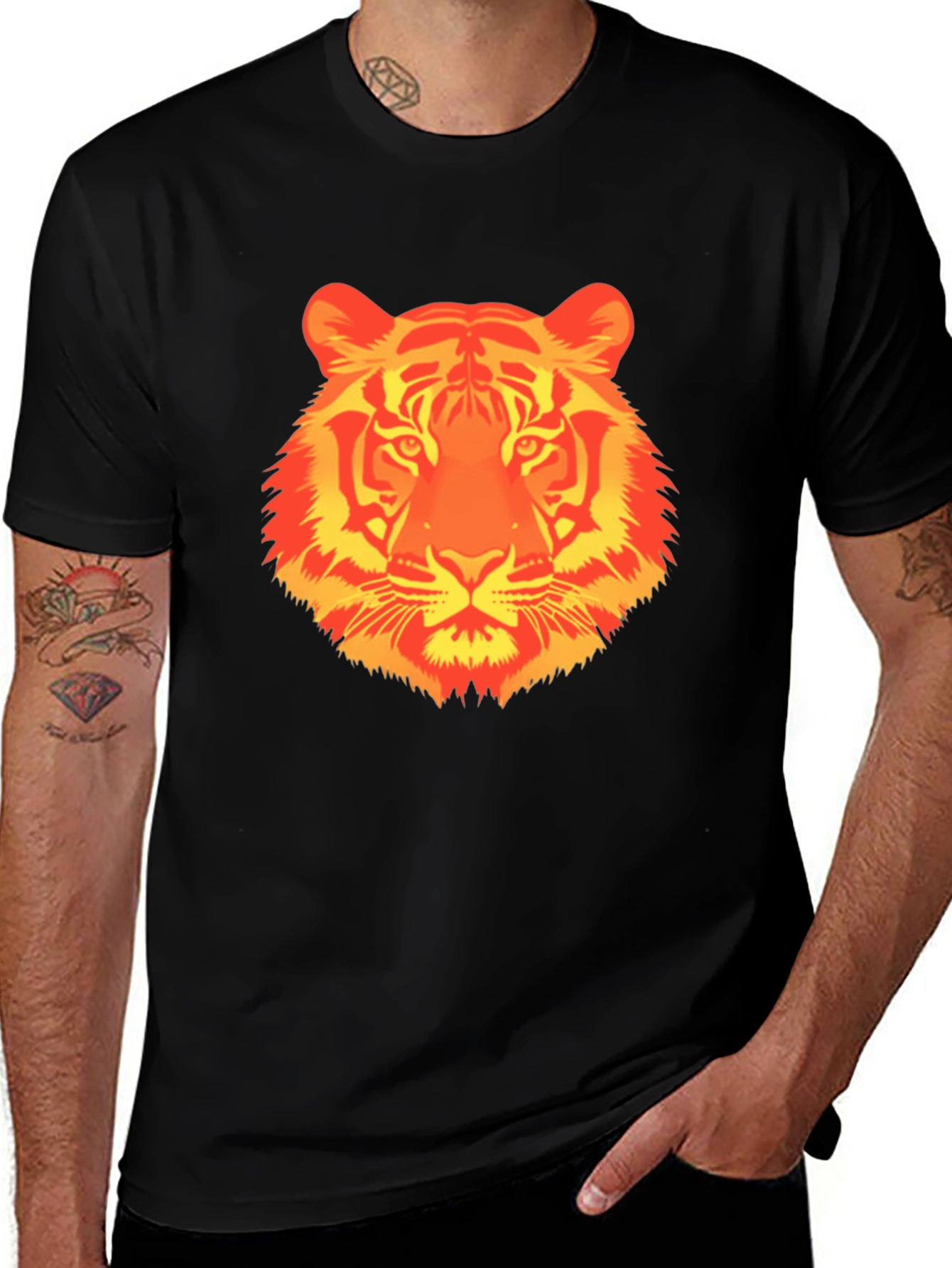 Variant 23 of Fiery Tiger Graphic T-Shirt - Bold Animal Print Tee