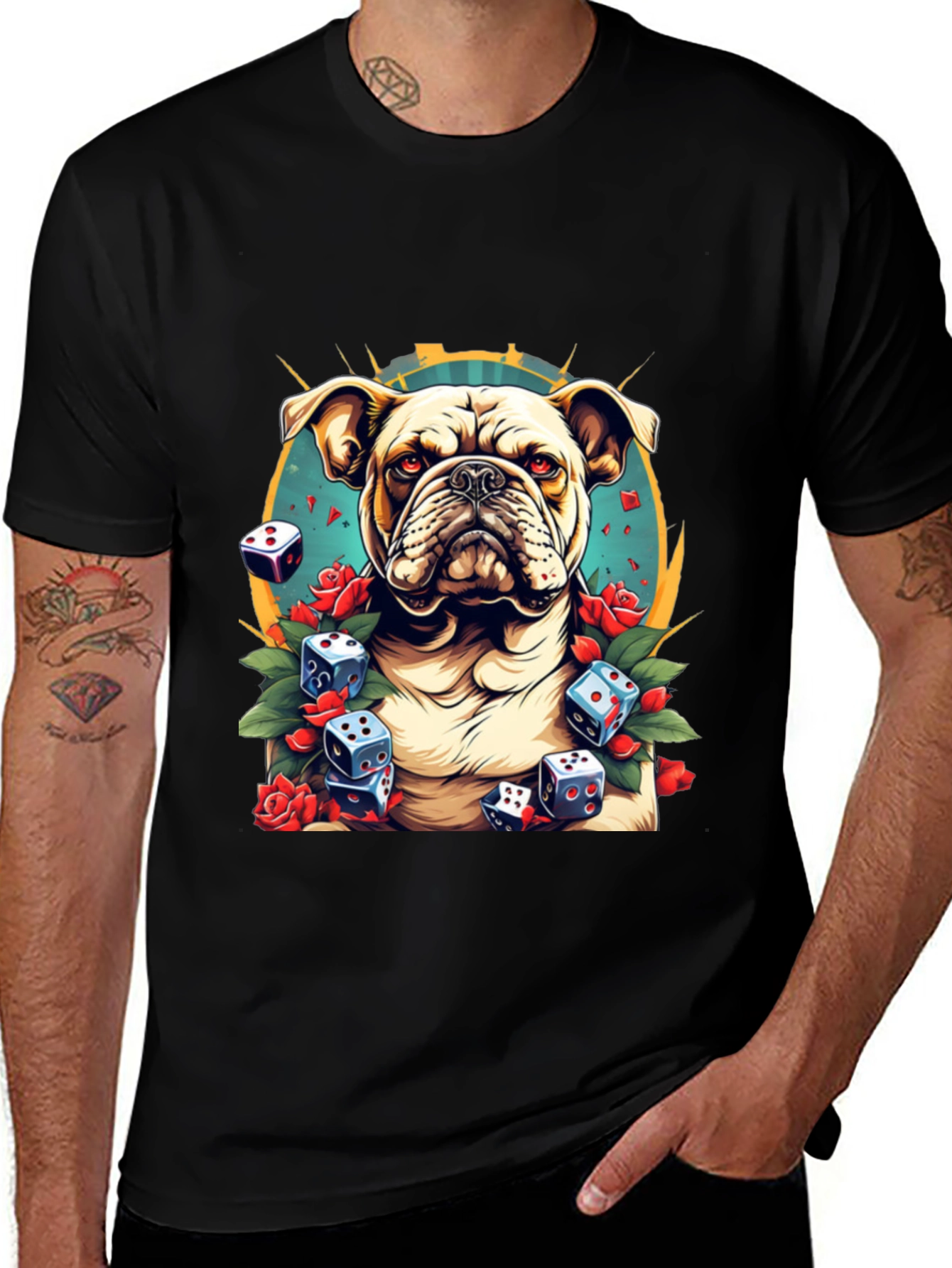 Bulldog & Dice Graphic Tee - Unique Design