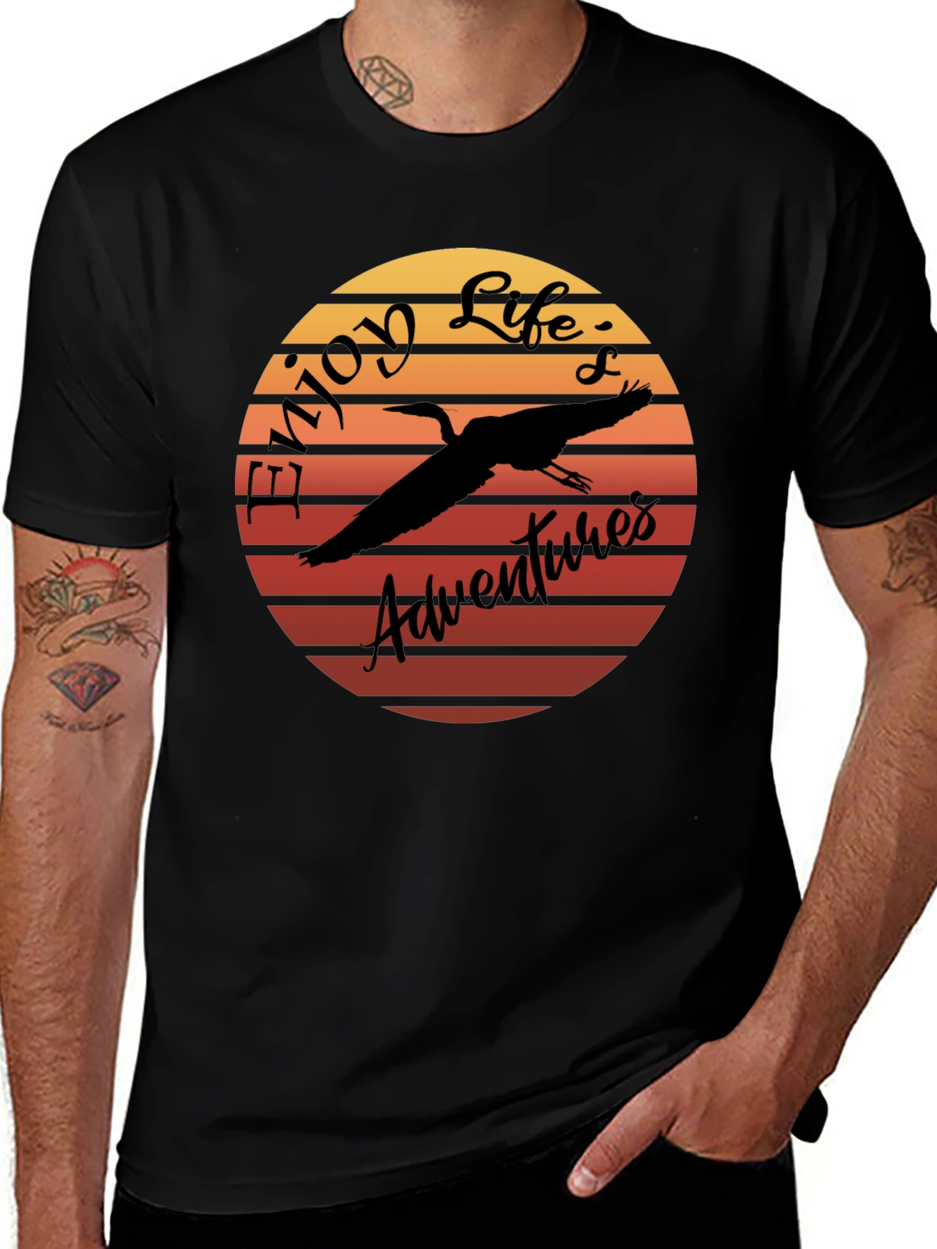 Variant 16 of Enjoy Life Adventures T-Shirt - Bird Sunset Design