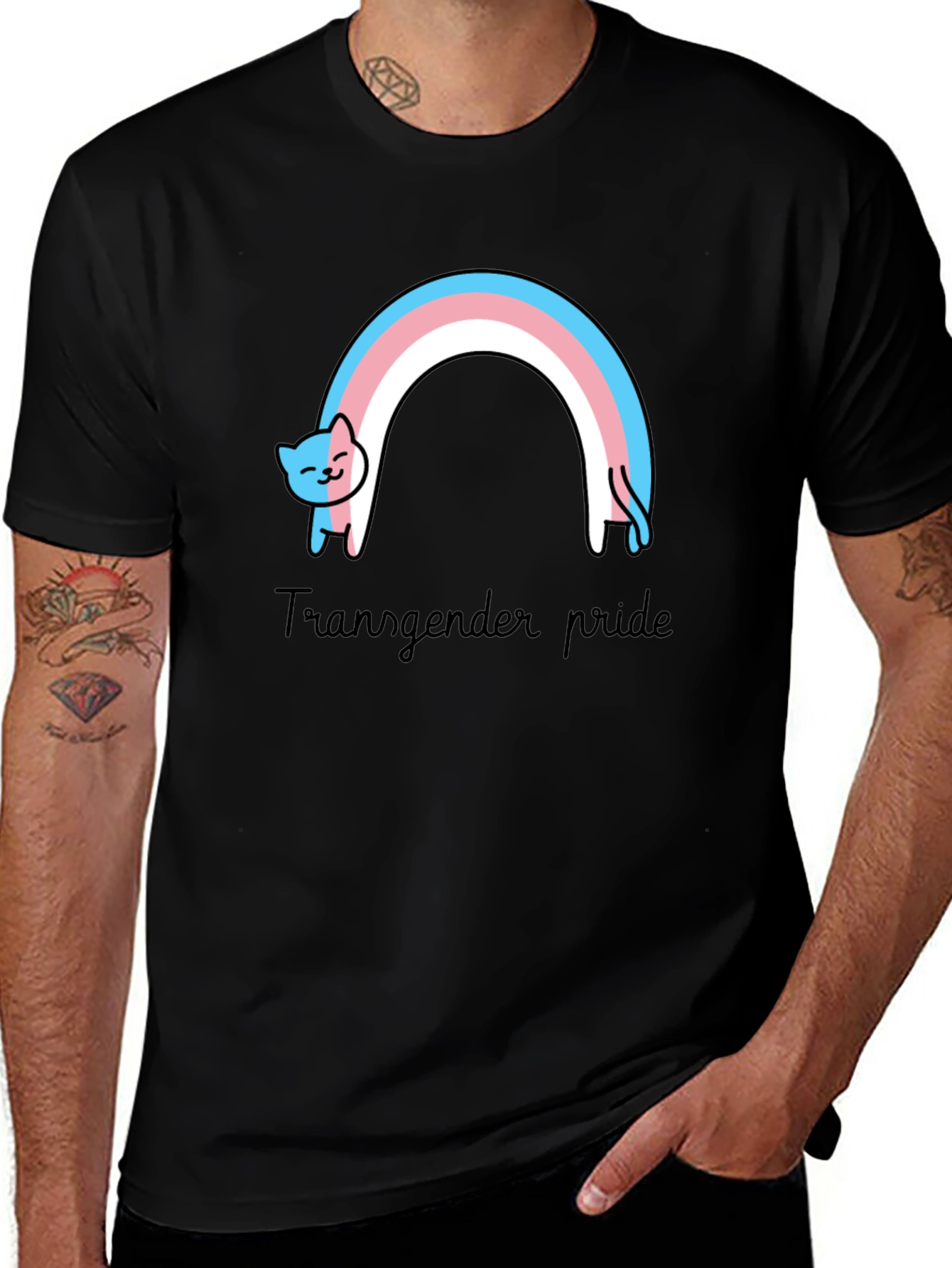 Transgender Pride Cat Rainbow T-Shirt