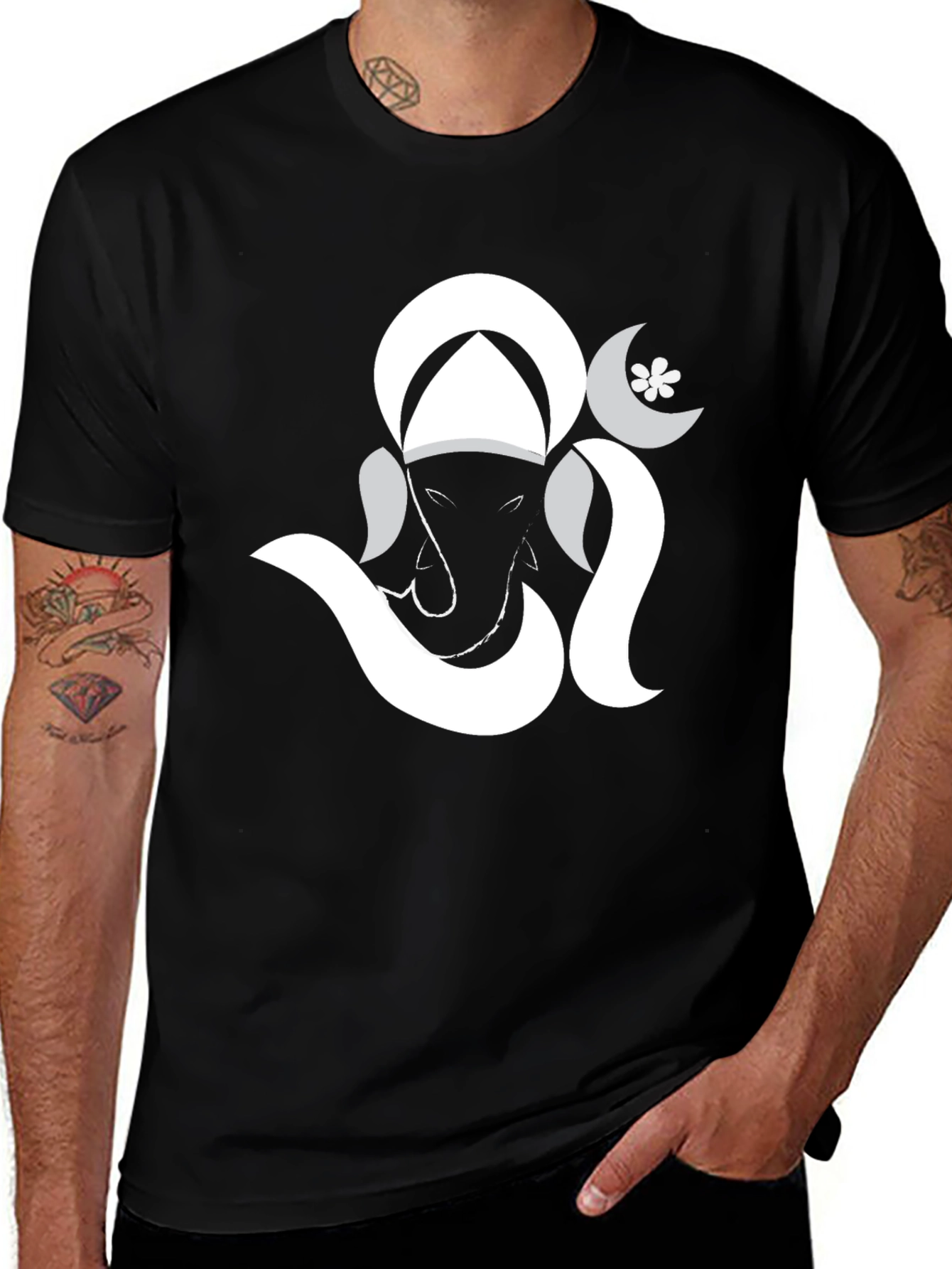 Ganesh Graphic Print Black Tee