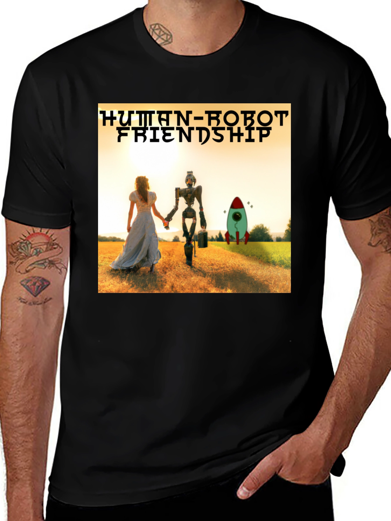 Variant 7 of Human-Robot Friendship T-Shirt