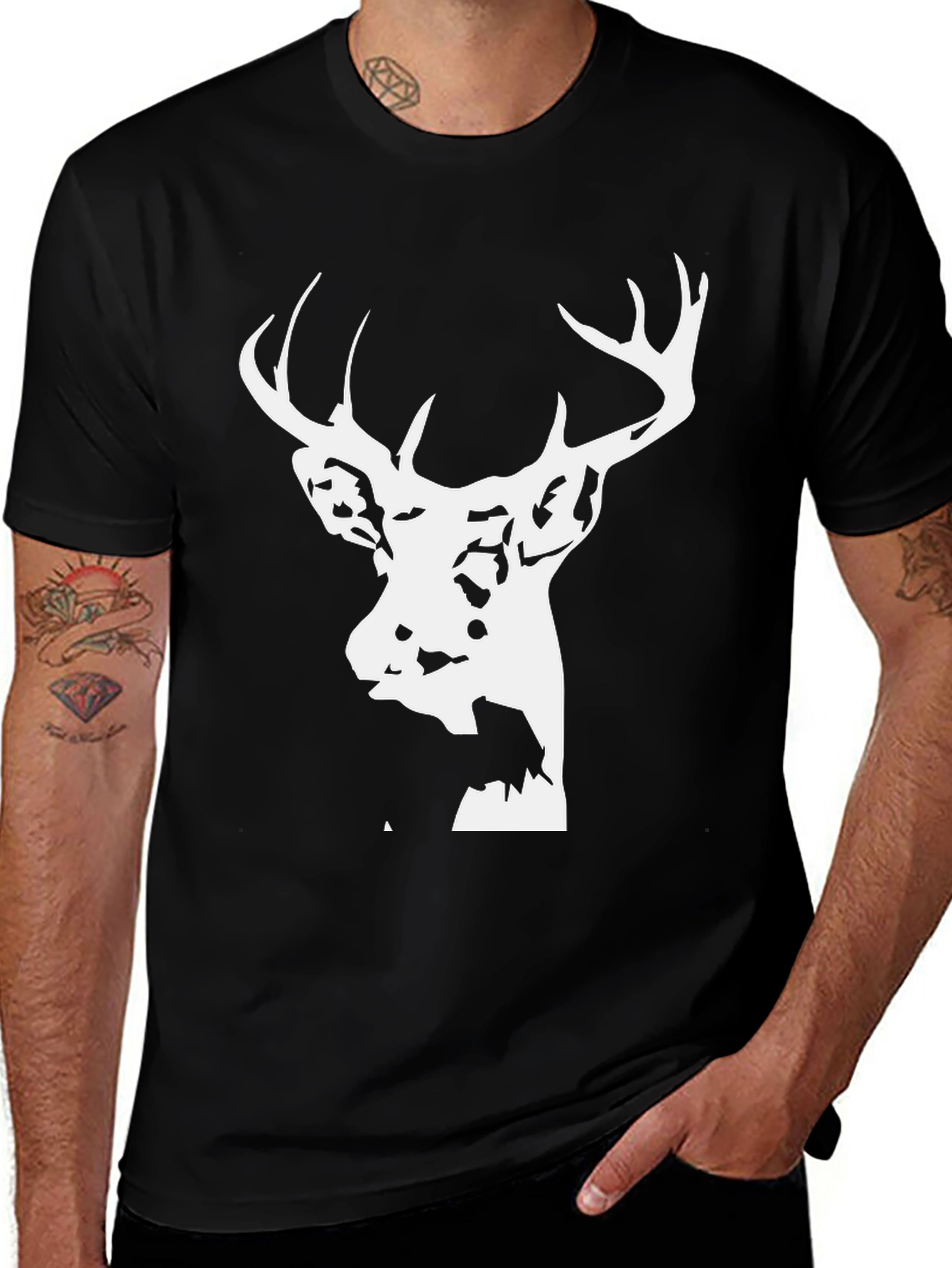 Variant 16 of Black Deer Silhouette Graphic Tee