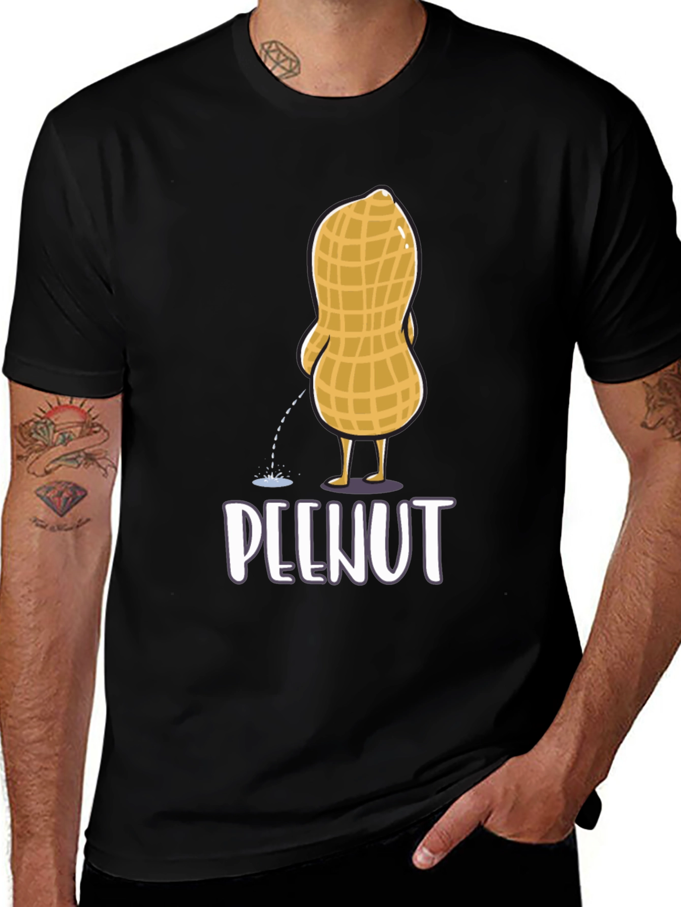 Variant 23 of Funny "Peenut" Graphic T-Shirt - Black Cotton Tee