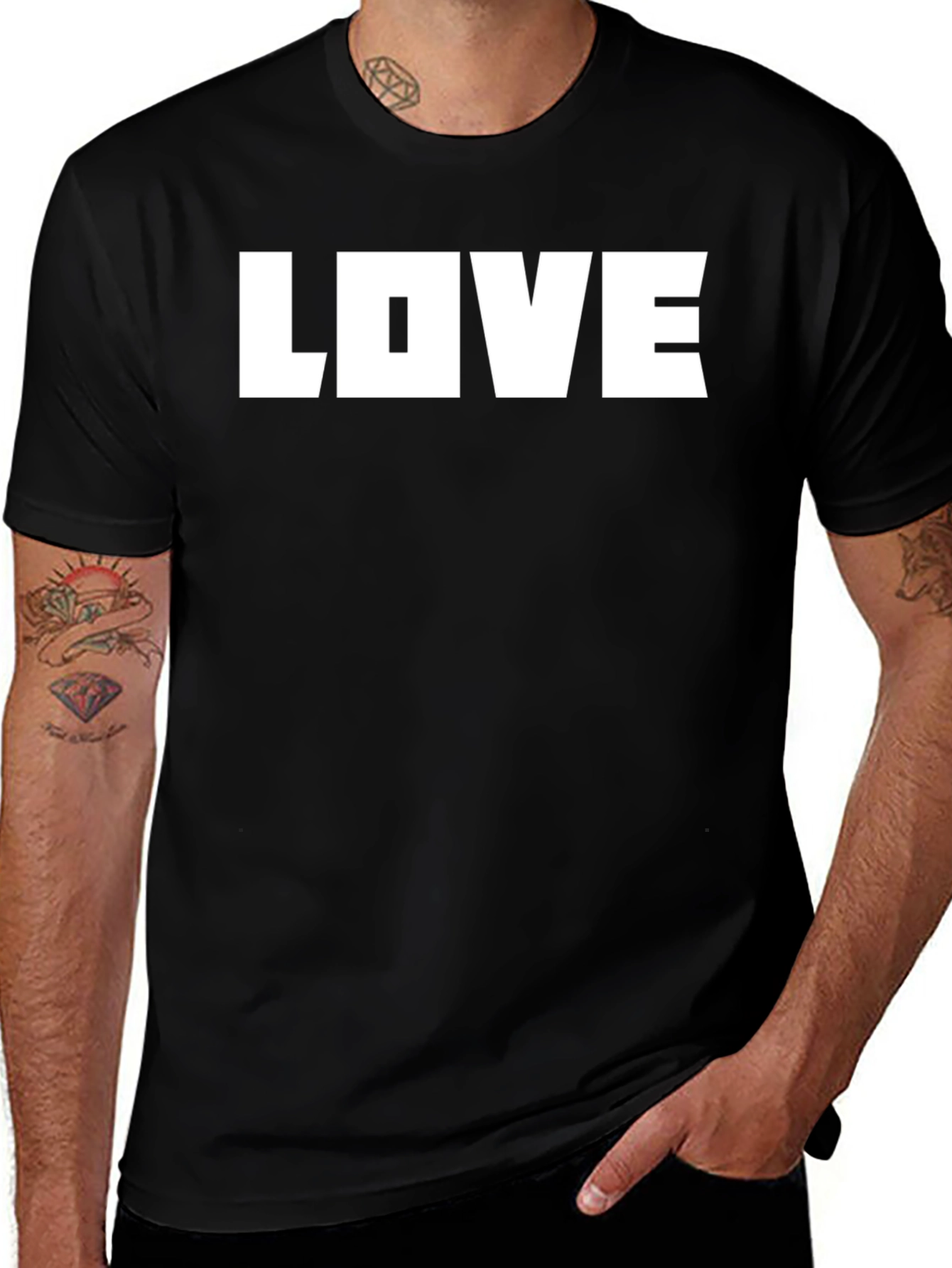 Variant 8 of LOVE Graphic Tee - Stylish Black Cotton Blend