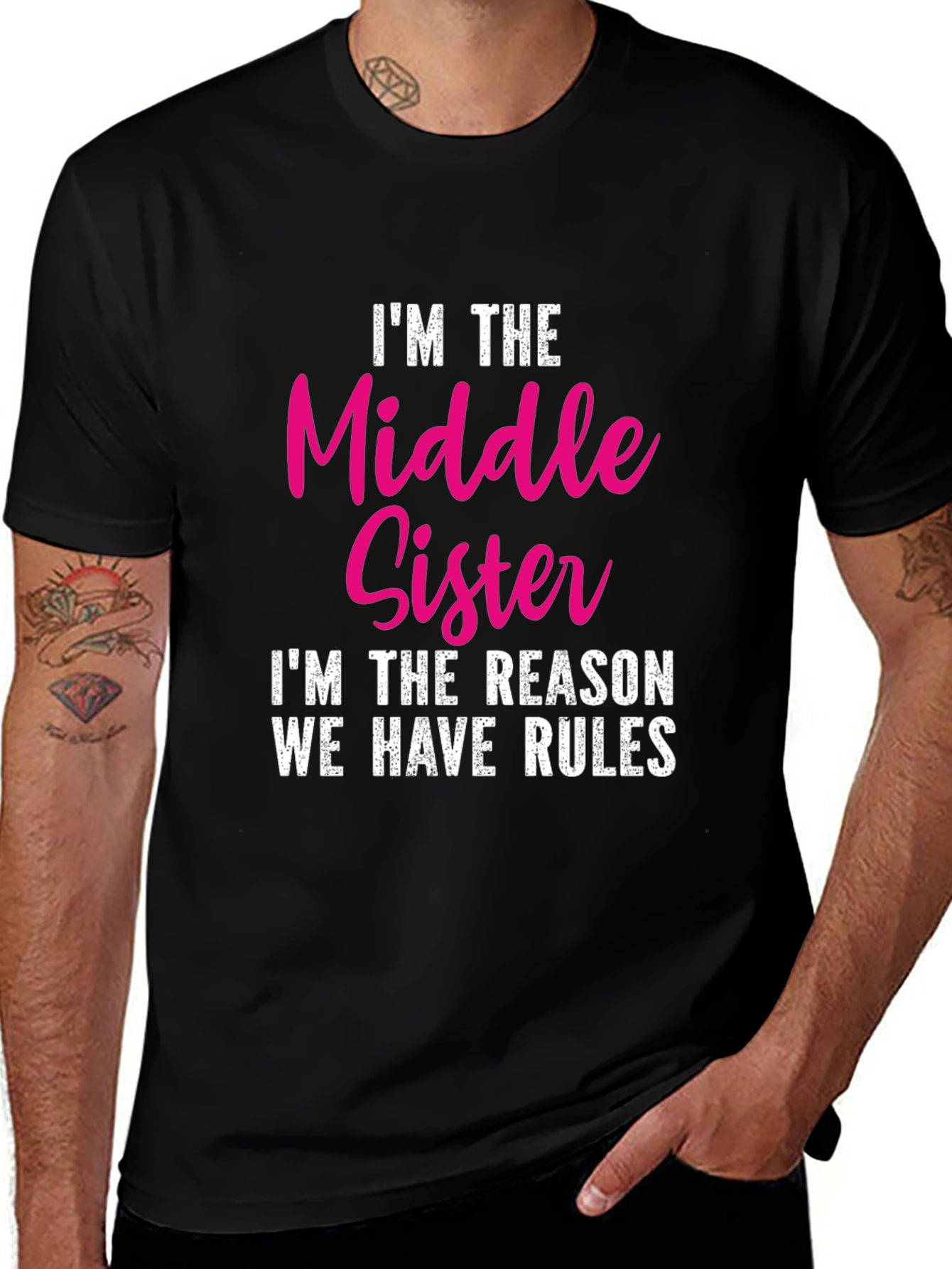 Variant 27 of I'm the Middle Sister T-Shirt - Humorous Sibling Tee