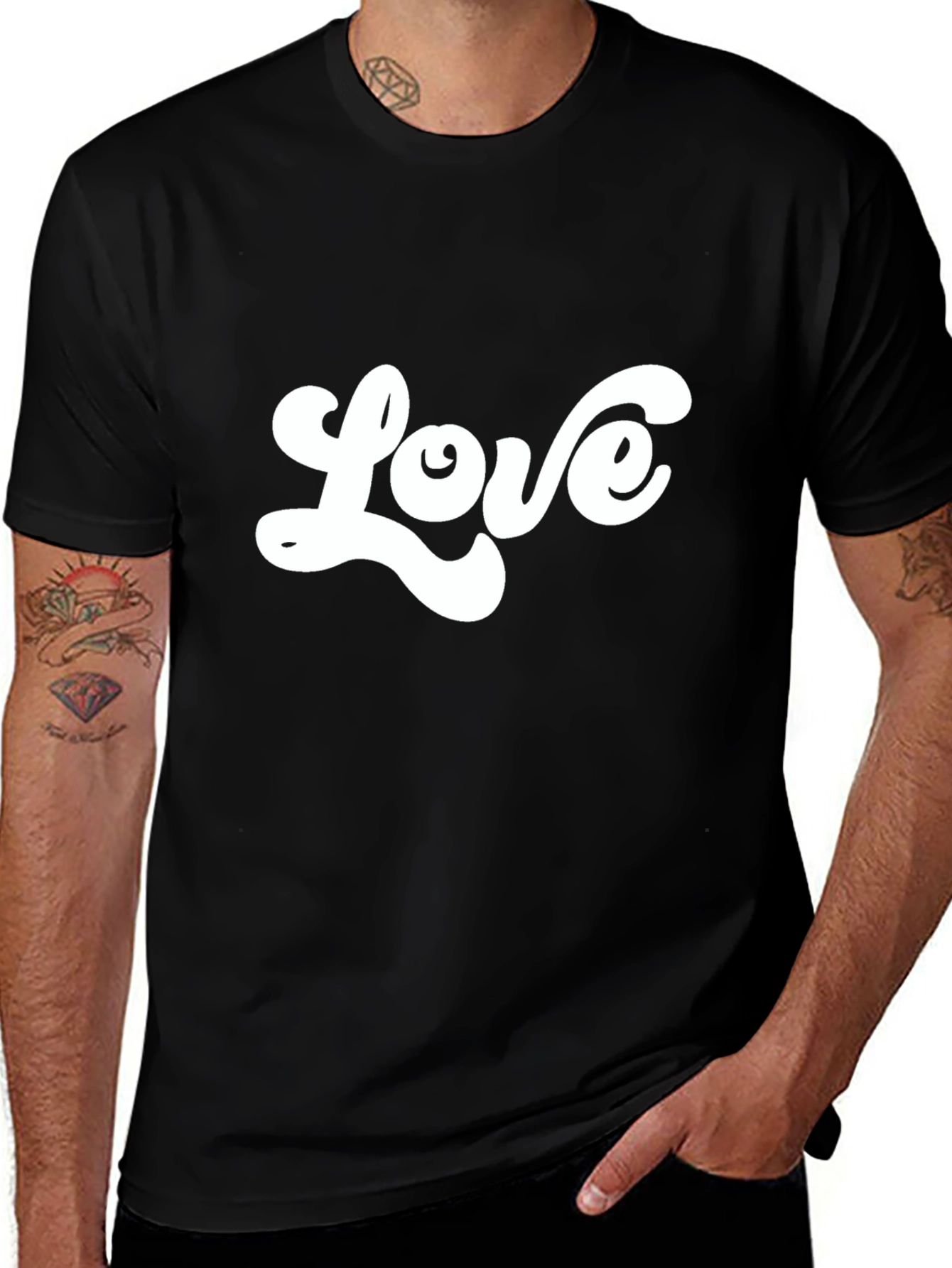 Variant 5 of Retro Love Graphic Black T-Shirt