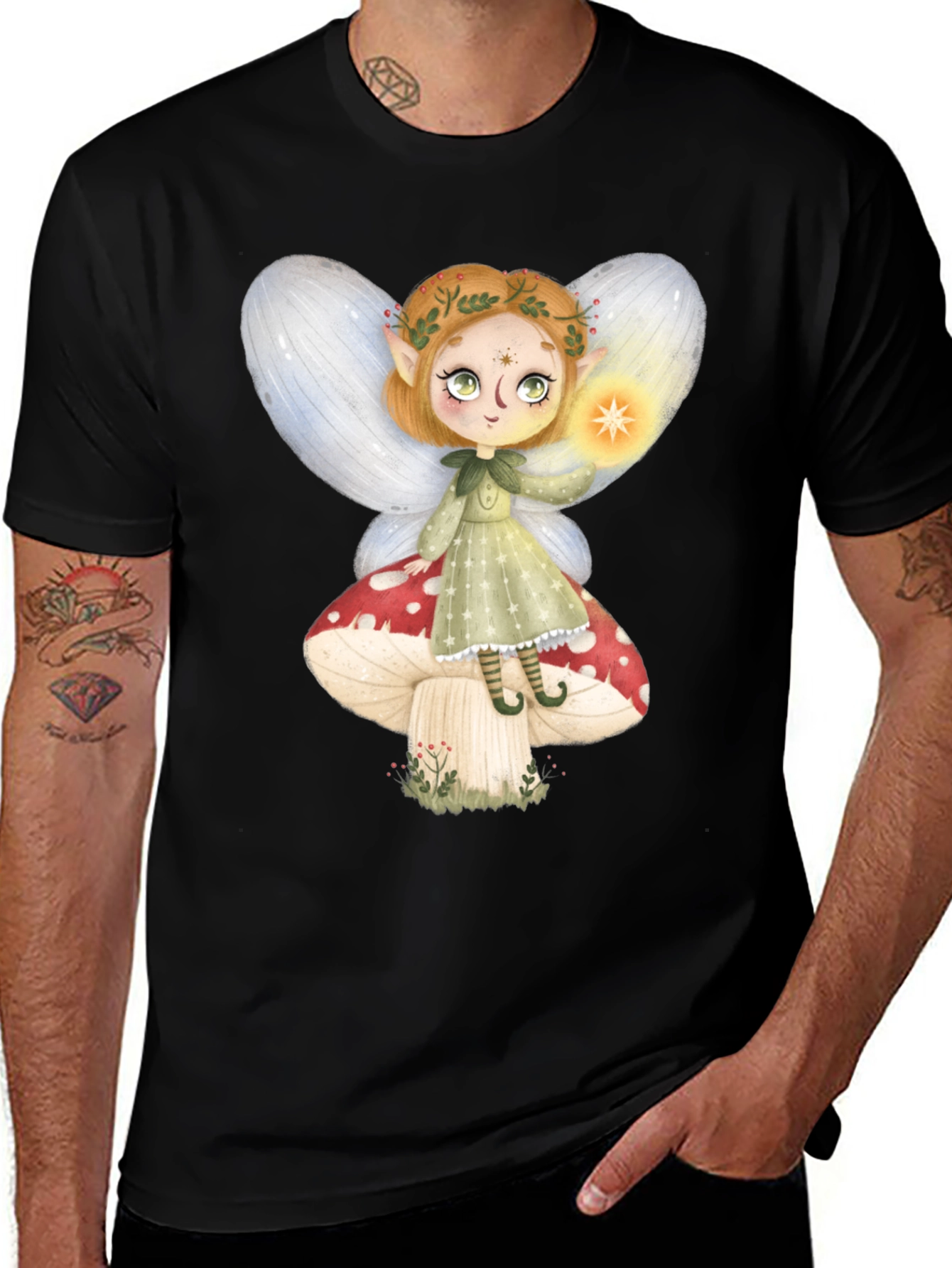 Variant 4 of Fairy & Mushroom Graphic Tee - Whimsical Design