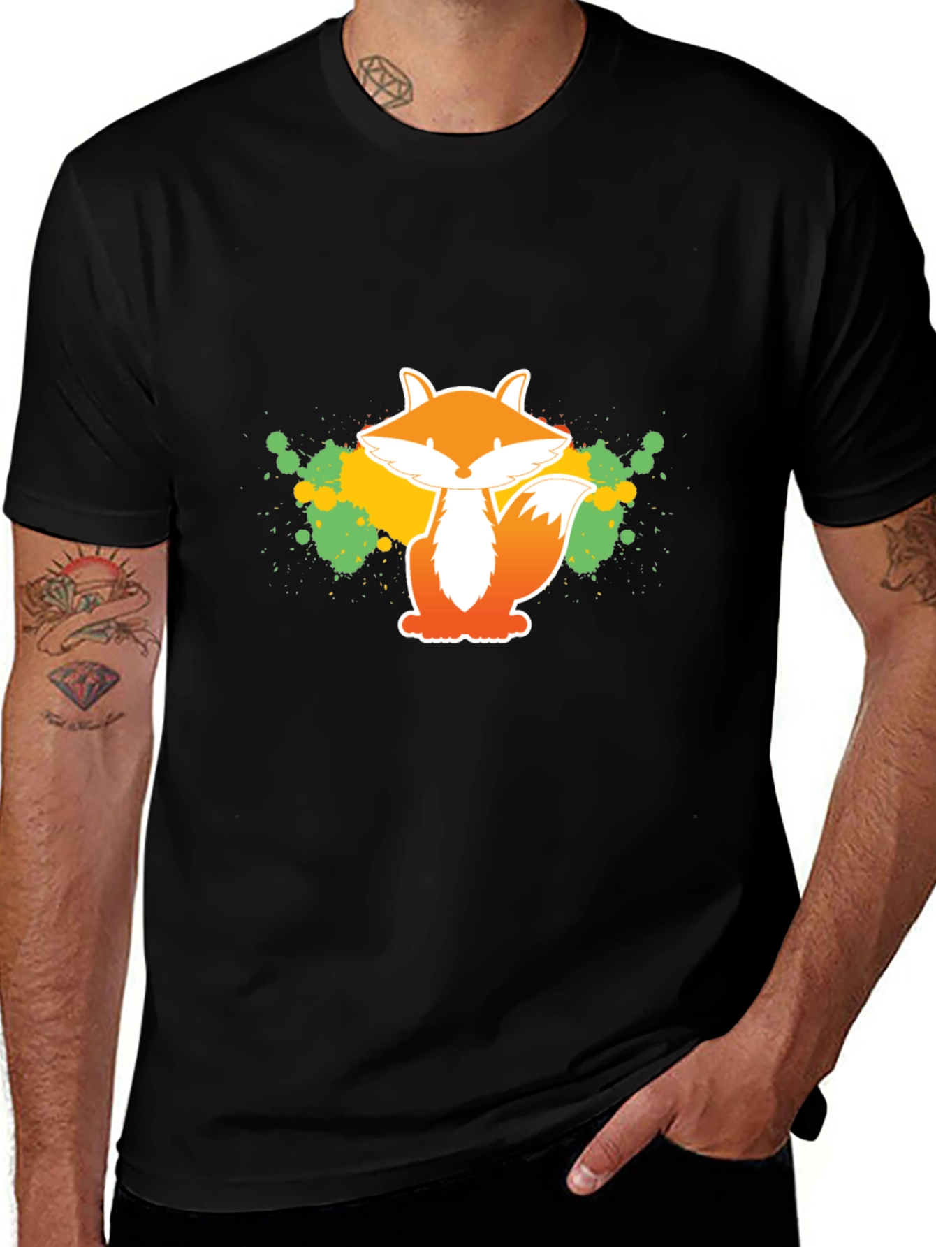 Variant 14 of Fox Graphic Tee - Artistic Splatter Design