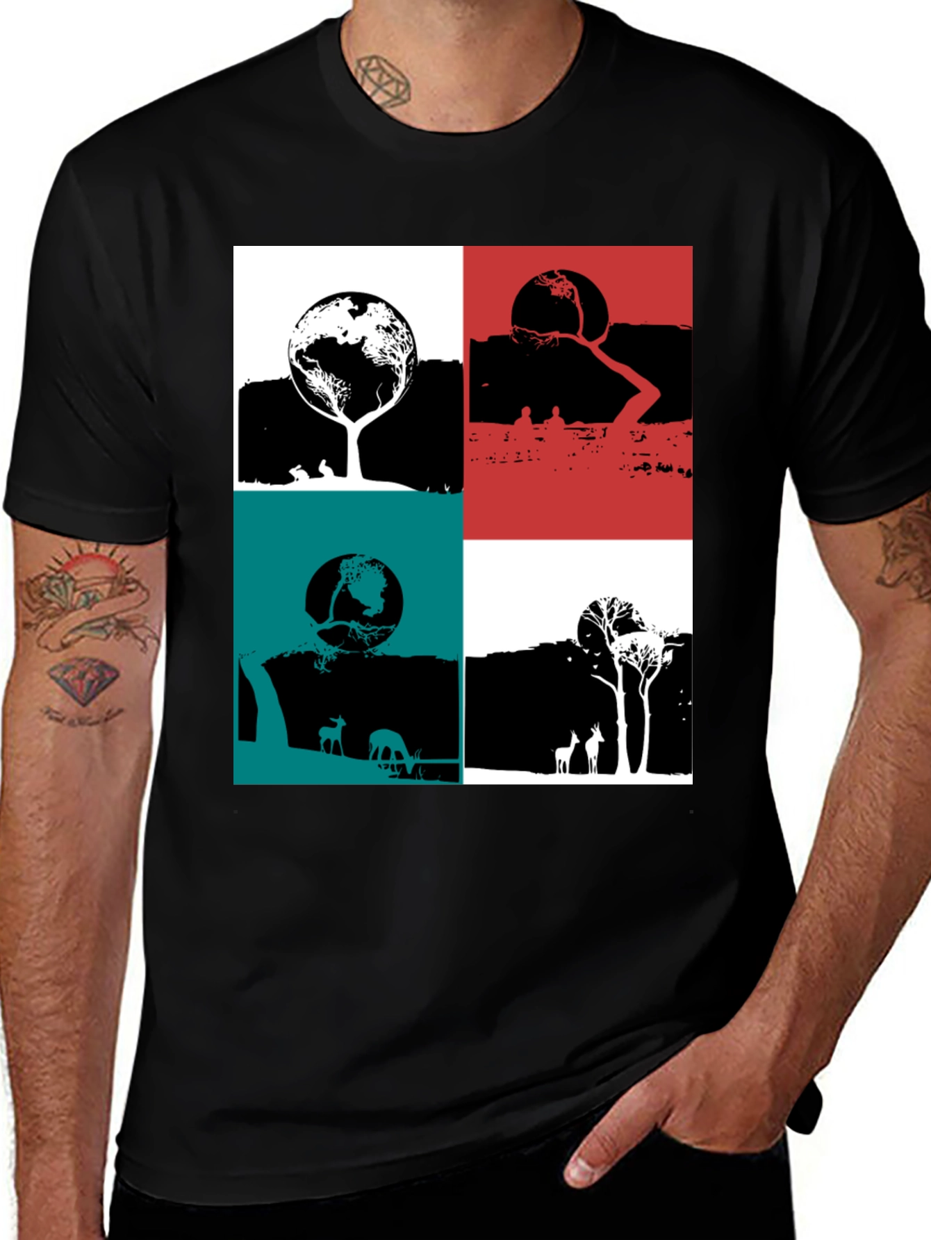 Variant 14 of Nature Graphic Print Crew Neck T-Shirt