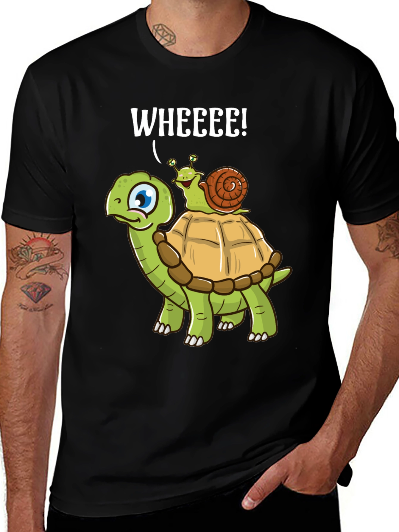 Variant 26 of Turtle and Snail Cartoon Graphic Tee