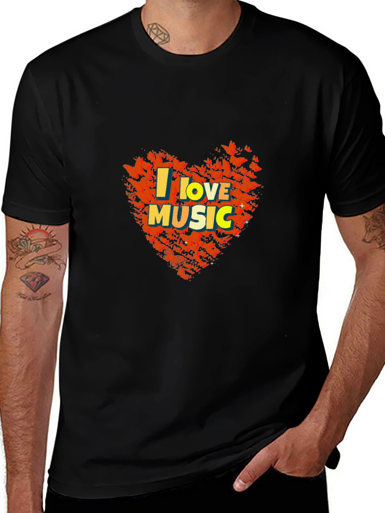 Variant 8 of I Love Music T-Shirt - Graphic Heart Tee