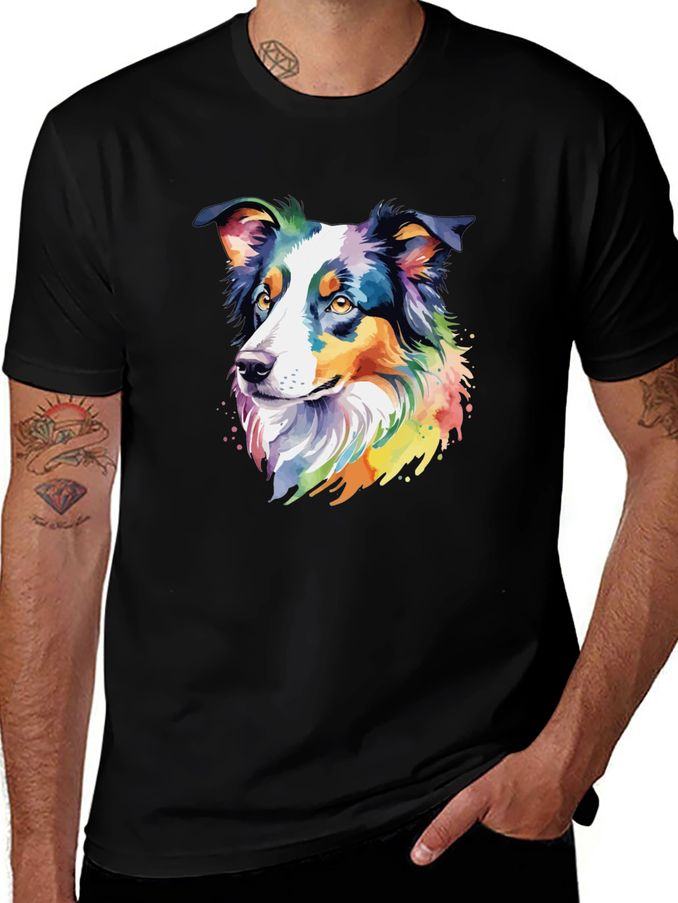 Variant 24 of Colorful Border Collie Graphic Tee